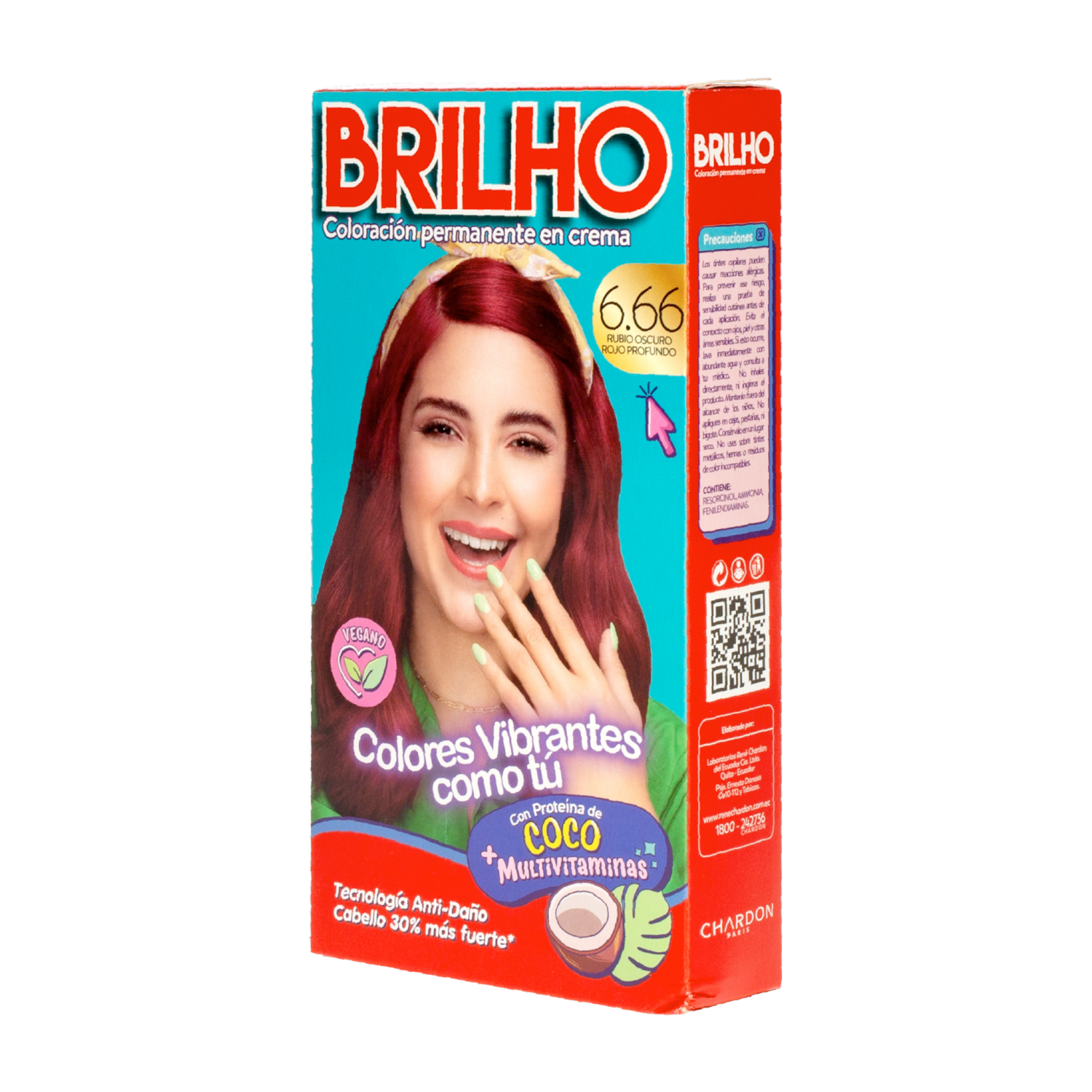 Tinte De Cabello Permanente En Crema Tono 6.66 Rubio Oscuro Rojo Profundo BRILHO 50 G