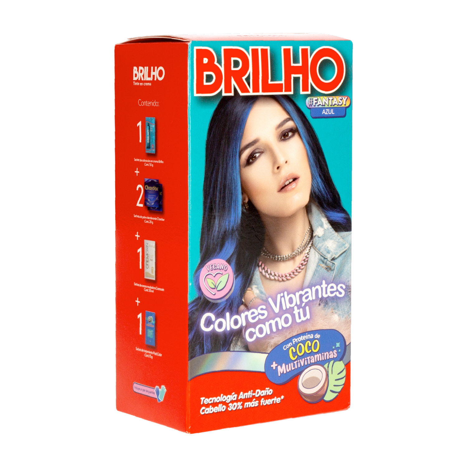Tinte De Cabello Fantasía Azul Kit BRILHO 50 G