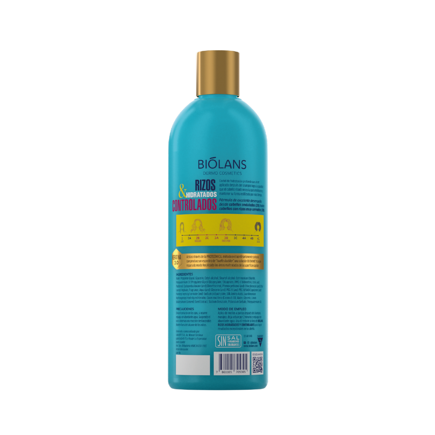 Acondicionador De Cabello Rizos Hidratados & Controlados BIÓLANS 500 Ml