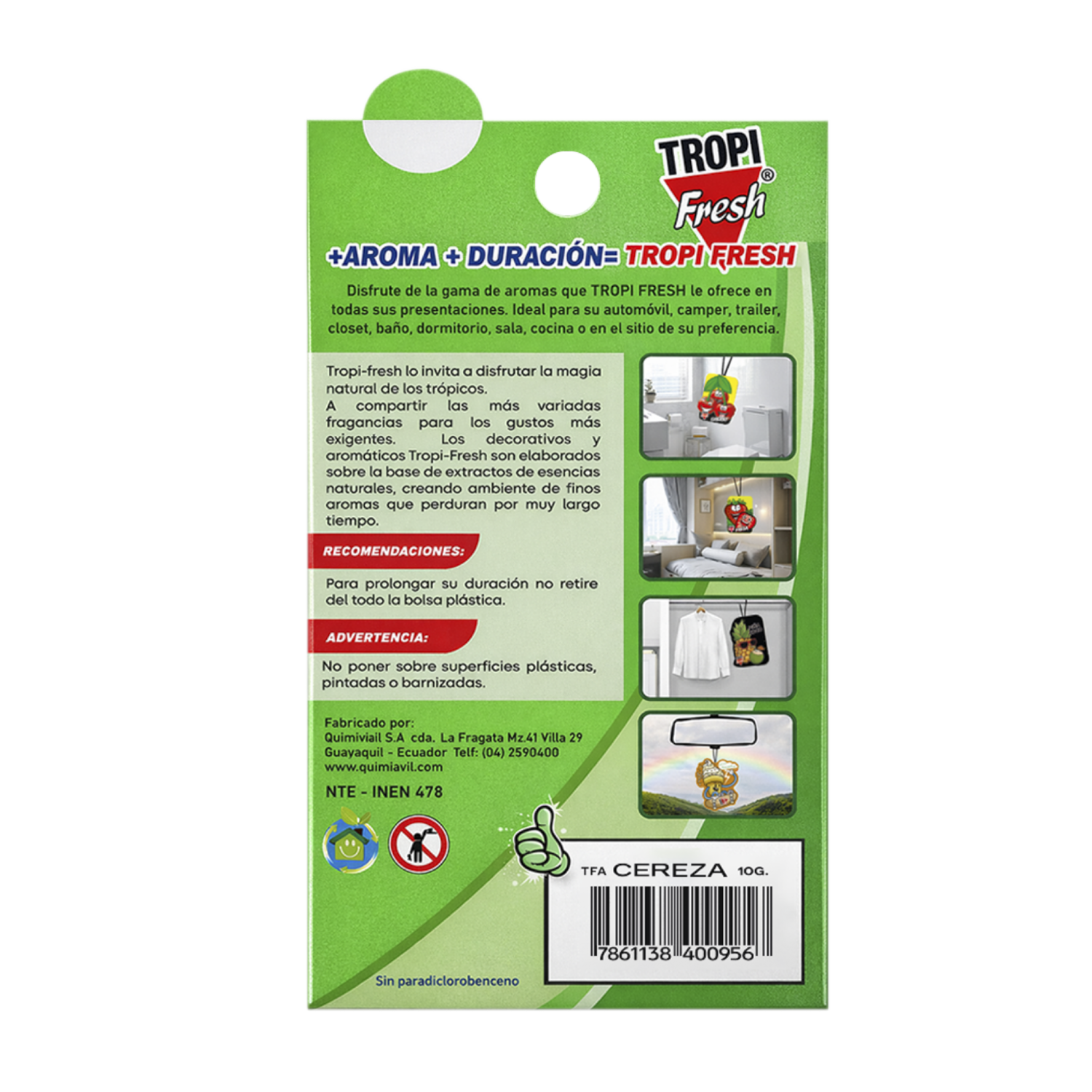 Ambiental Para Auto Con Colgador Aroma Cereza TROPI FRESH 10 G