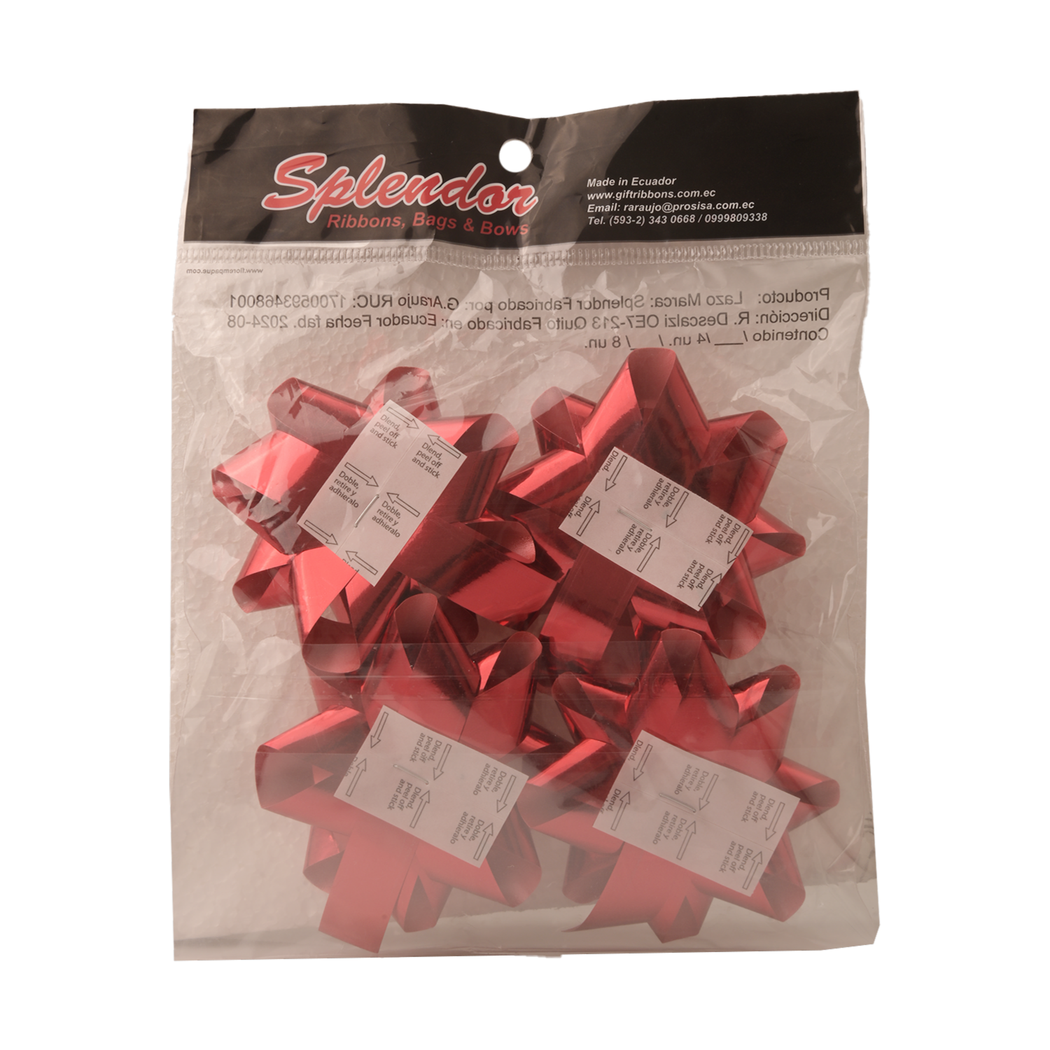 Lazo Estrella No. 6 Metal Rojo SPLENDOR X 4 Uds