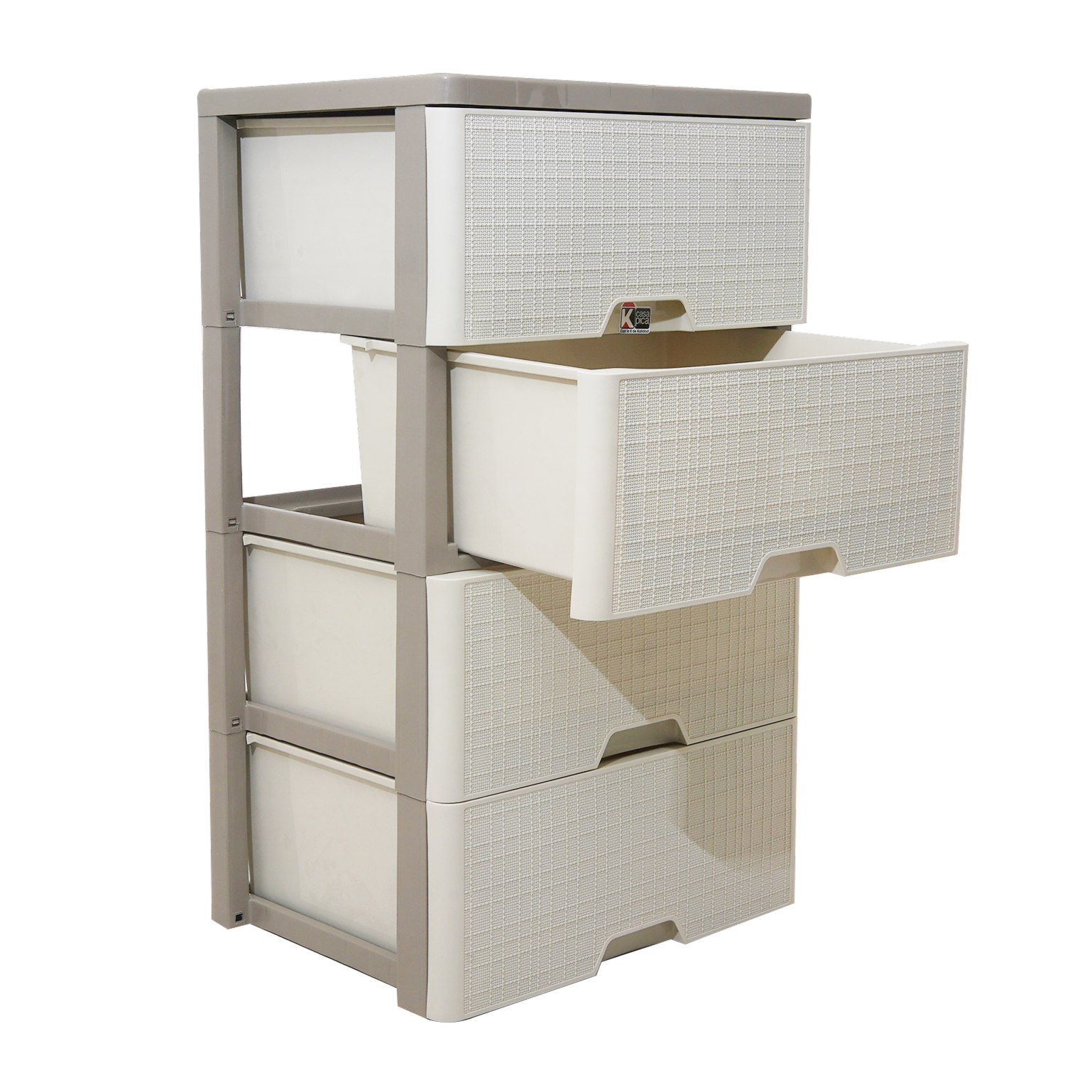 Cajonera Crema Con Beige CASA PICA 4 Pisos