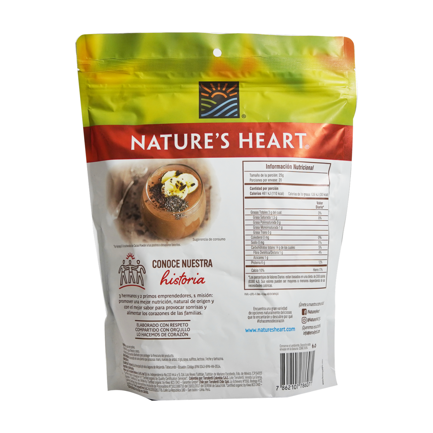 Cacao En Polvo Sin Azúcar Adicionada NATURE’S HEART 500 g