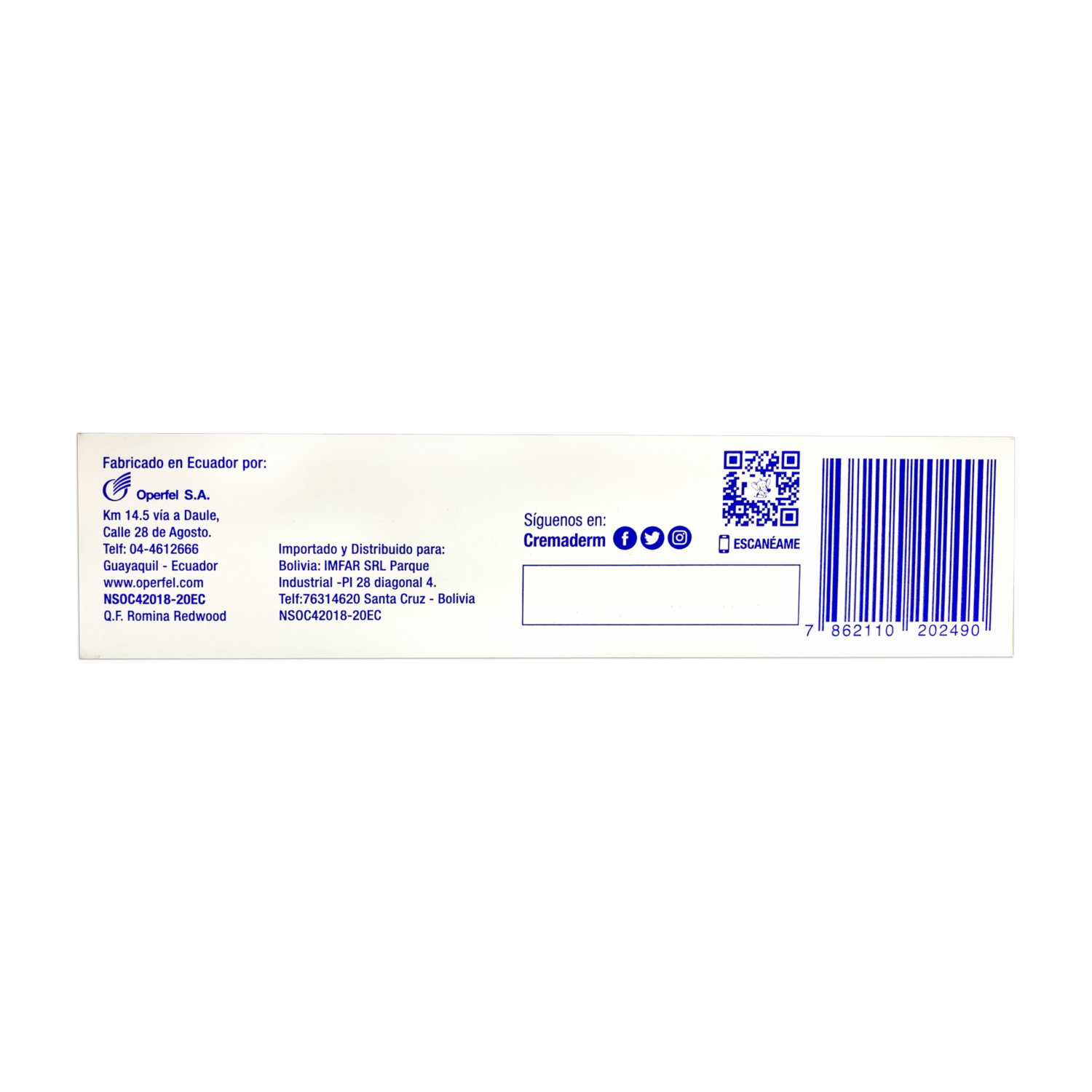 Crema Dermoprotectora Fórmula Invisible Rápida Absorción Antipañalitis CREMA DERM 60 G