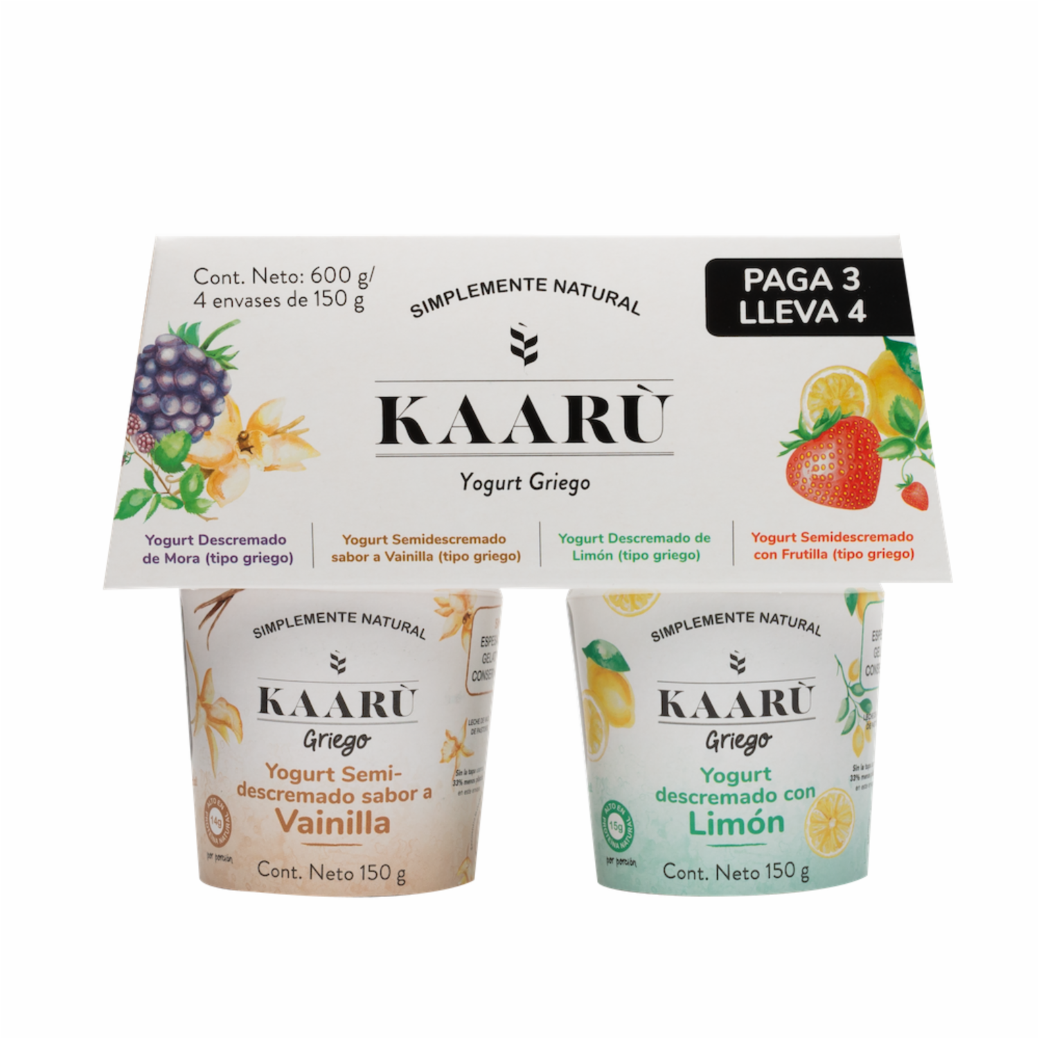 Yogurt Griego Surtidos KAARÙ 4 X150 G