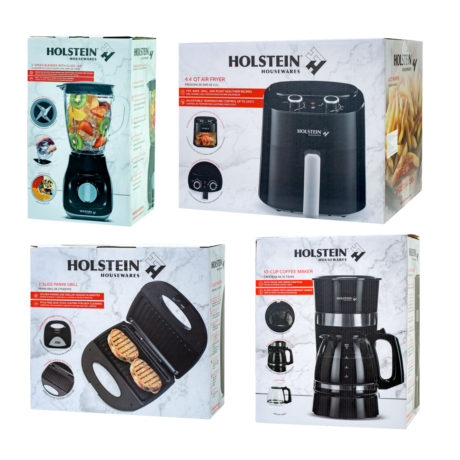 Combo De Cocina Cafetera + Sanduchera + Licuadora + Air Frier HOLSTEIN Set X 4