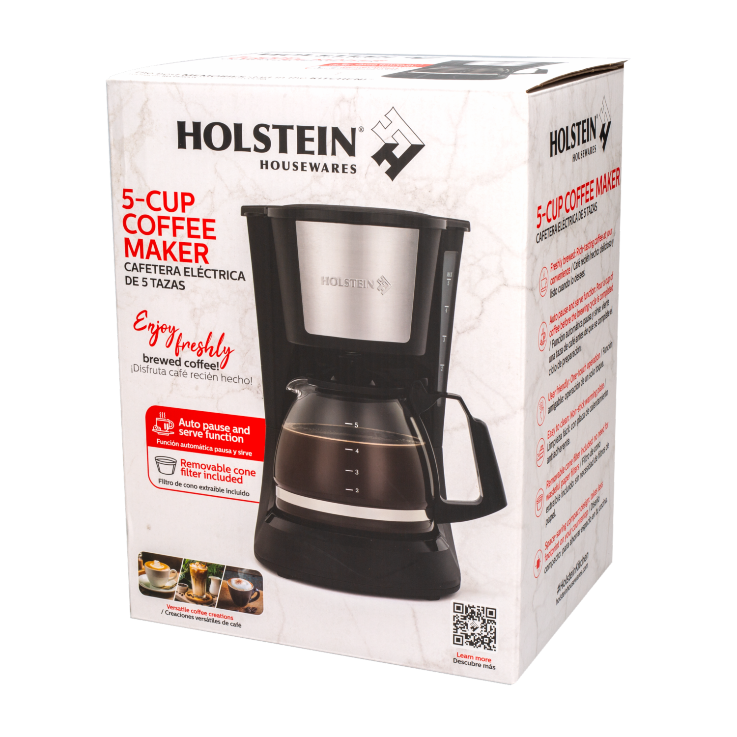 Cafetera Eléctrica 5 Tazas HH-0914701B HOLSTEIN 5 Tazas