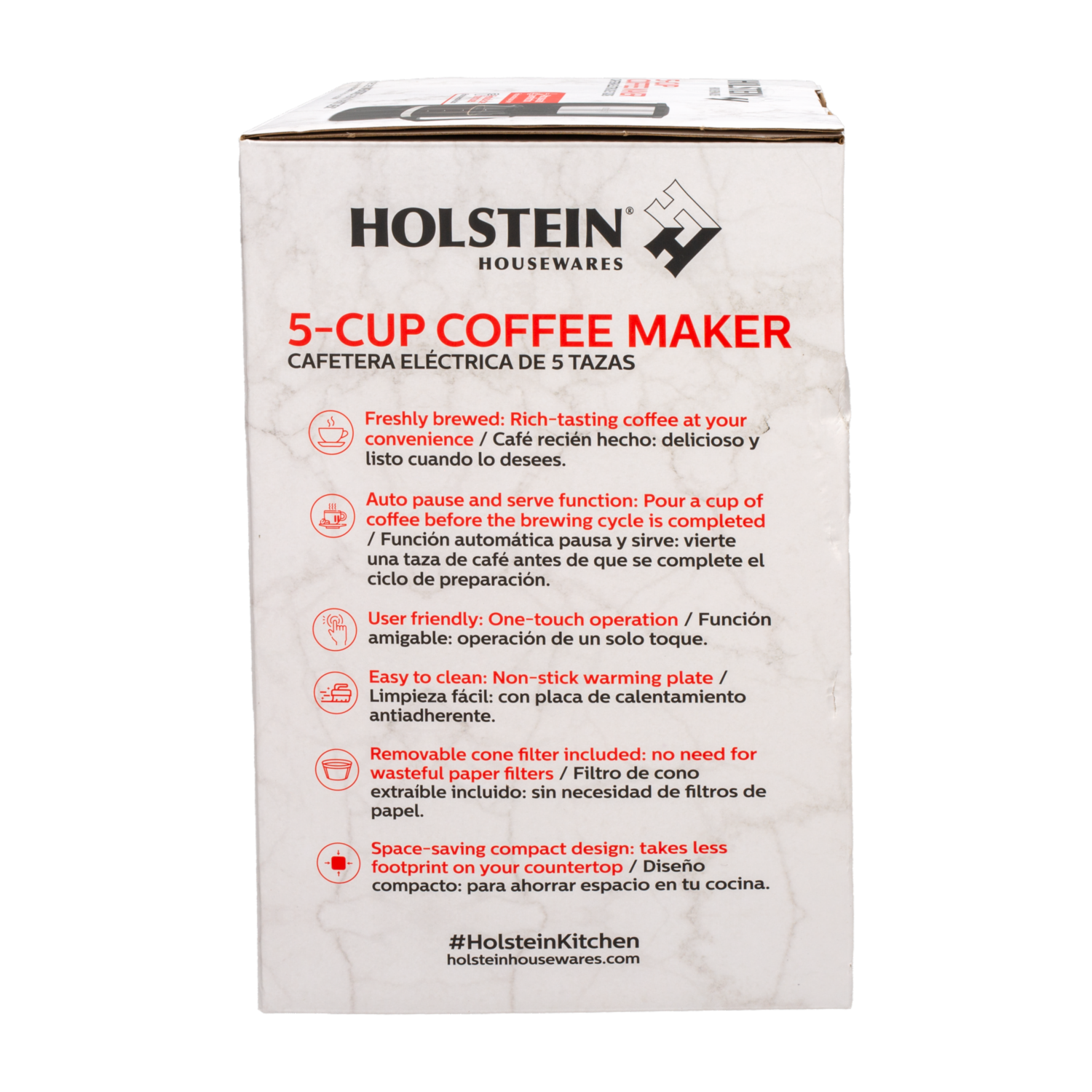 Cafetera Eléctrica 5 Tazas HH-0914701B HOLSTEIN 5 Tazas