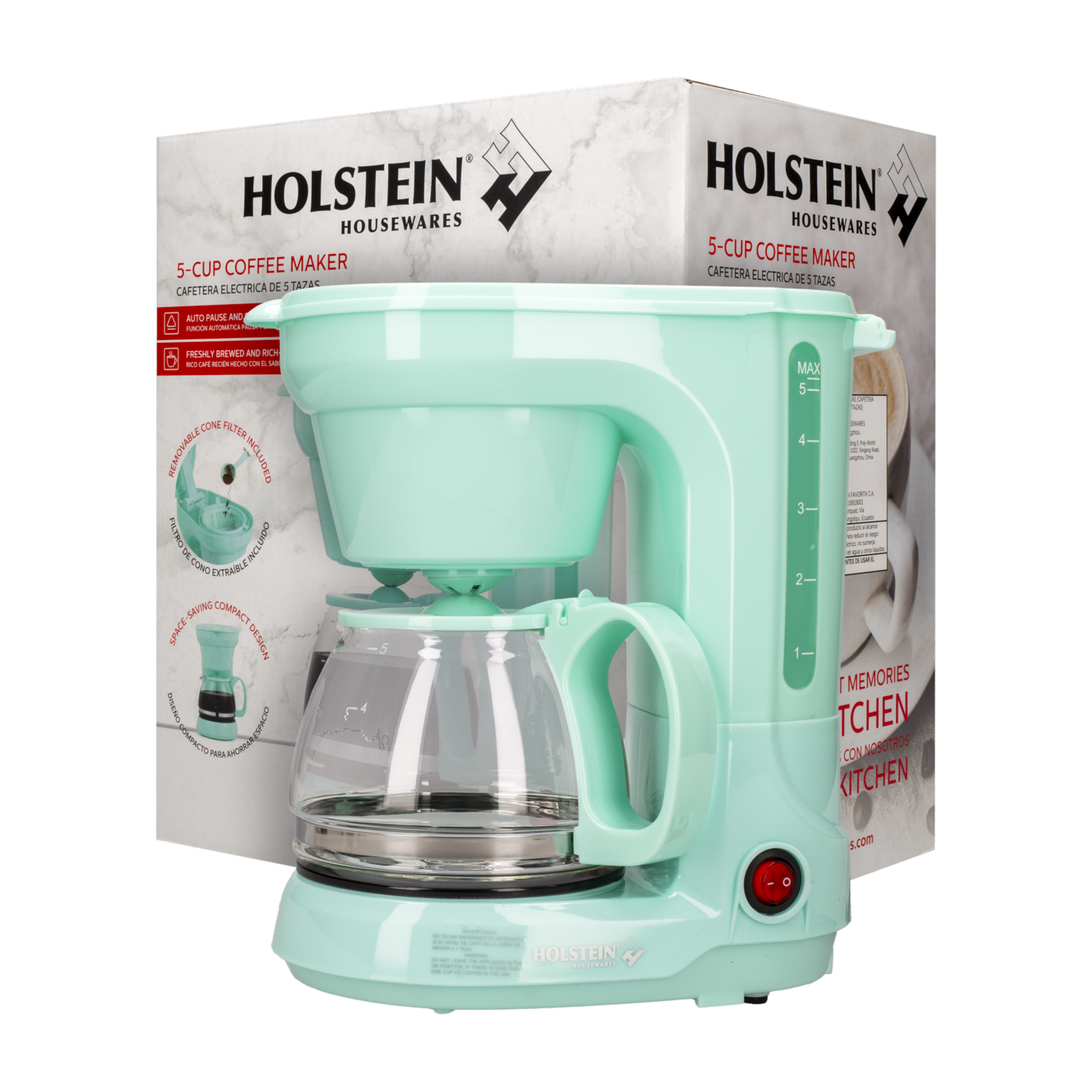 Cafetera Eléctrica Con Sistema Antigoteo HH-0914701I HOLSTEIN 5 Tazas