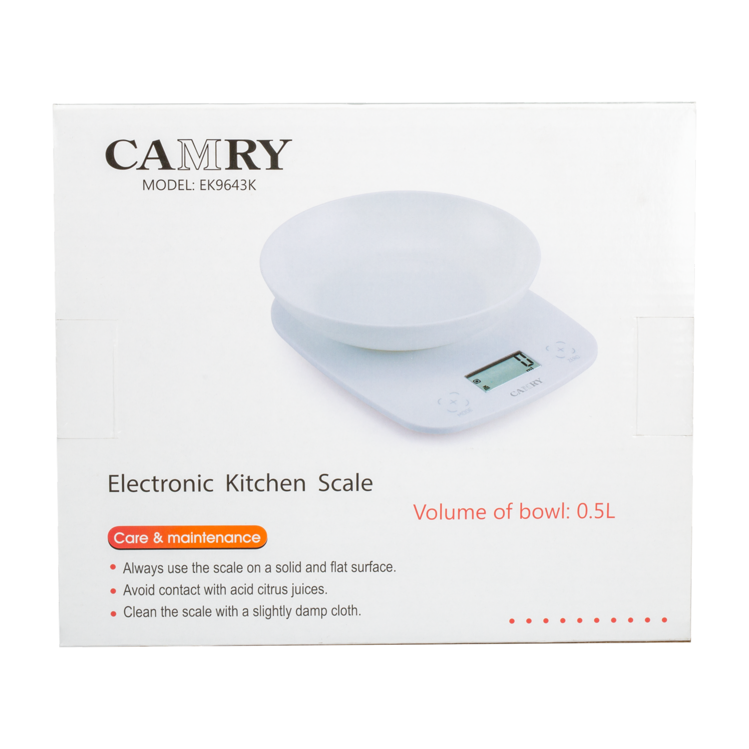 Balanza Cocina Con Tazón CAMRY Unidad