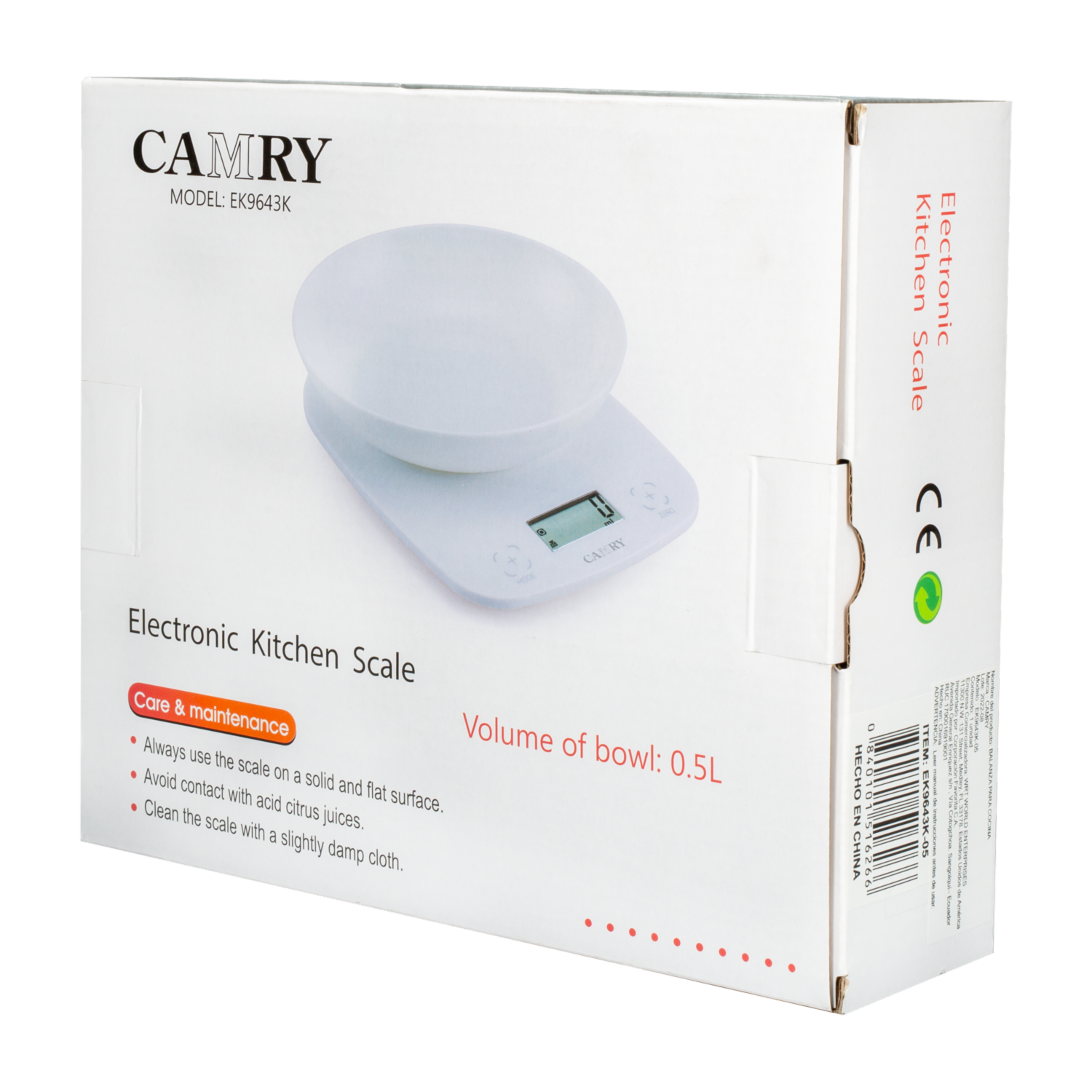 Balanza Cocina Con Tazón CAMRY Unidad