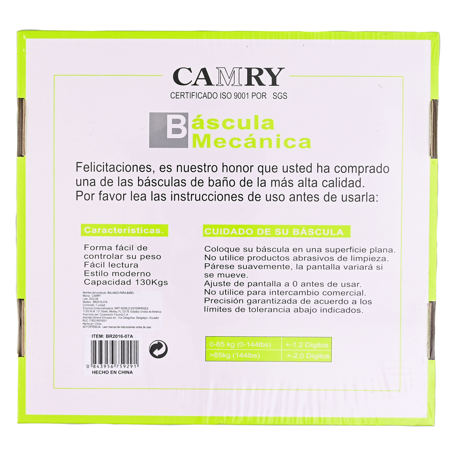 Balanza De Baño Azul CAMRY Mecánica
