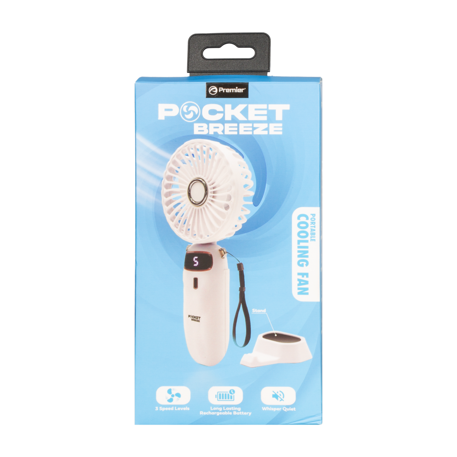Mini Ventilador Portátil Recargable Correa PREMIER PBF02WH