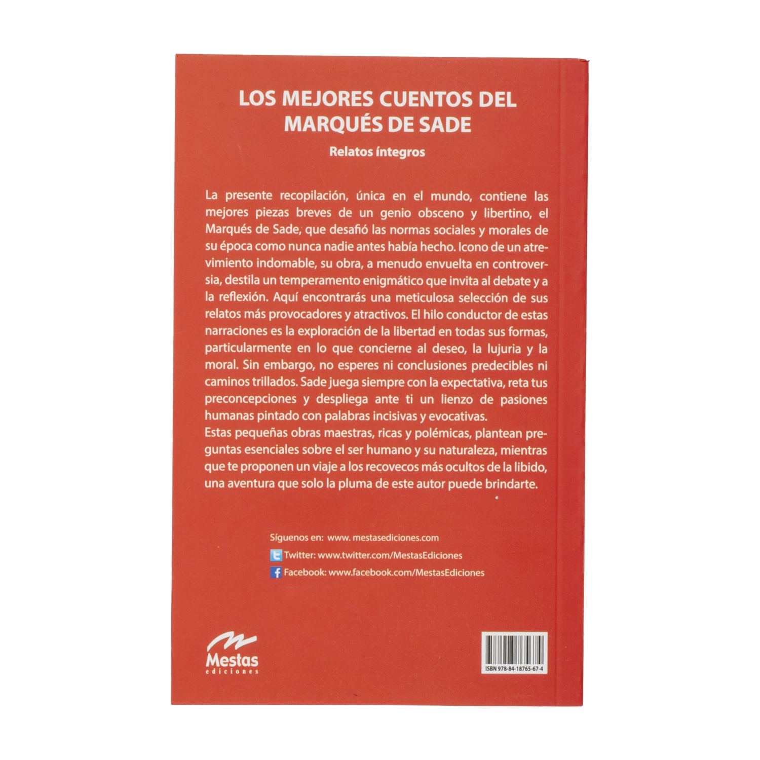 Libro Los Mejores Cuentos Del Marques De Sade MESTAS 190 Páginas