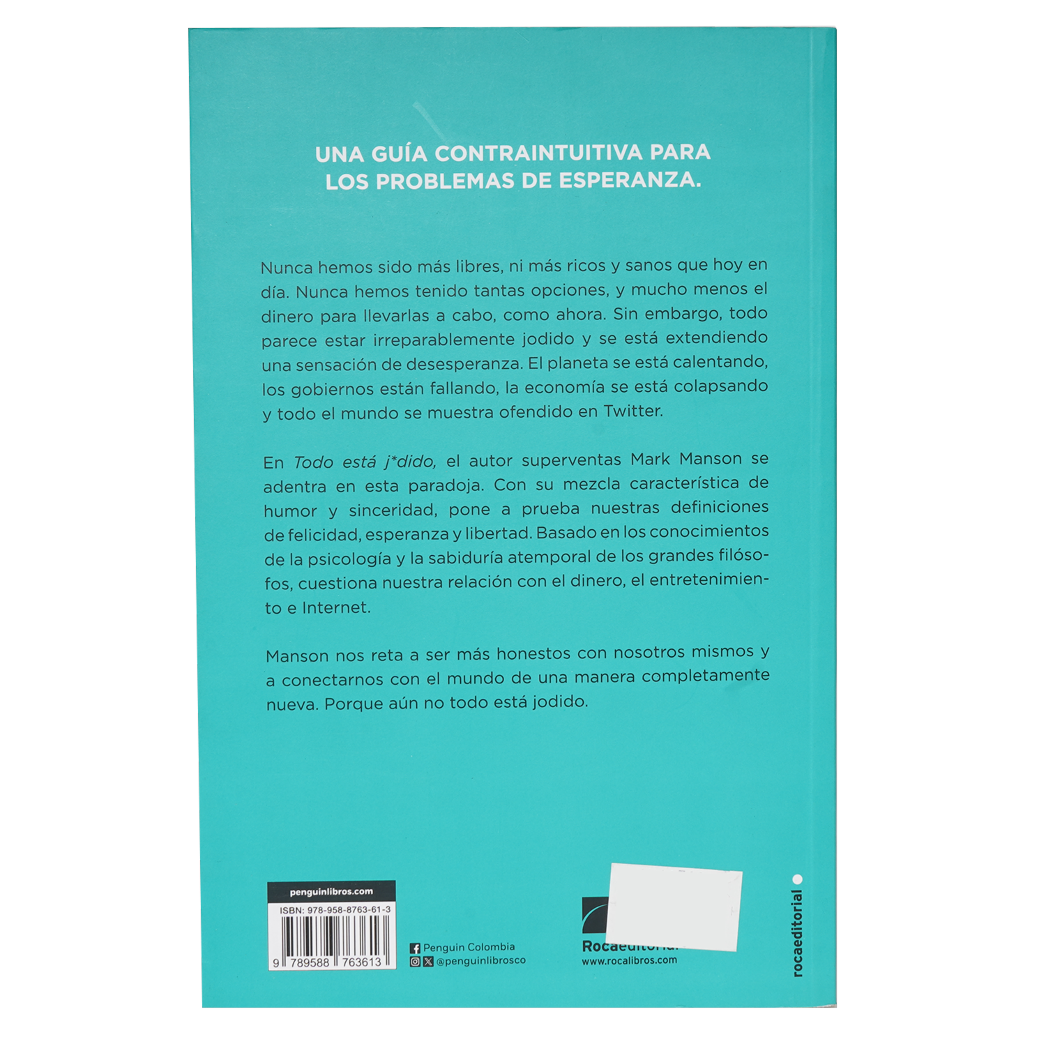 Todo Esta Jodido Mark Manson ROCAEDITORIAL 254 Páginas
