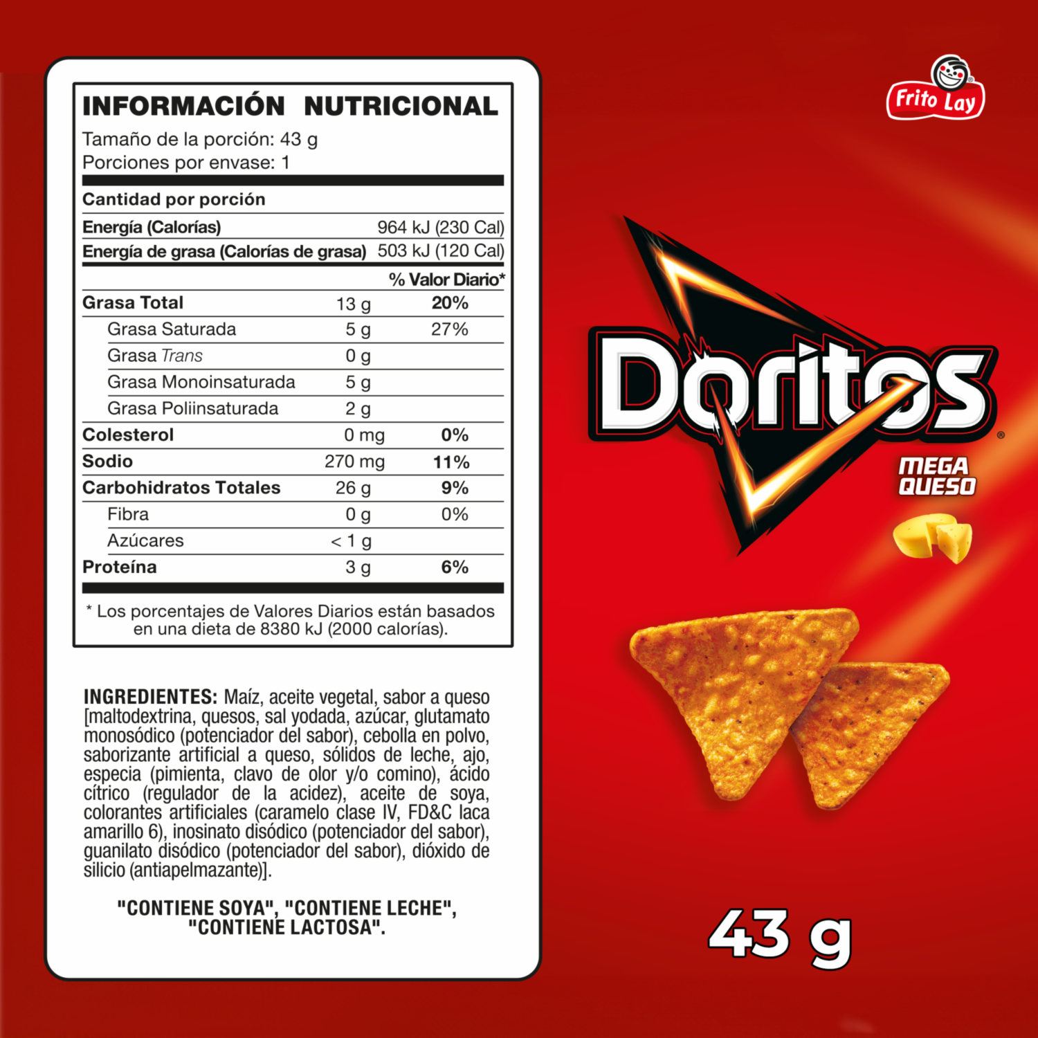 Bocaditos De Maíz Sabor A Mega Queso DORITOS 43 G