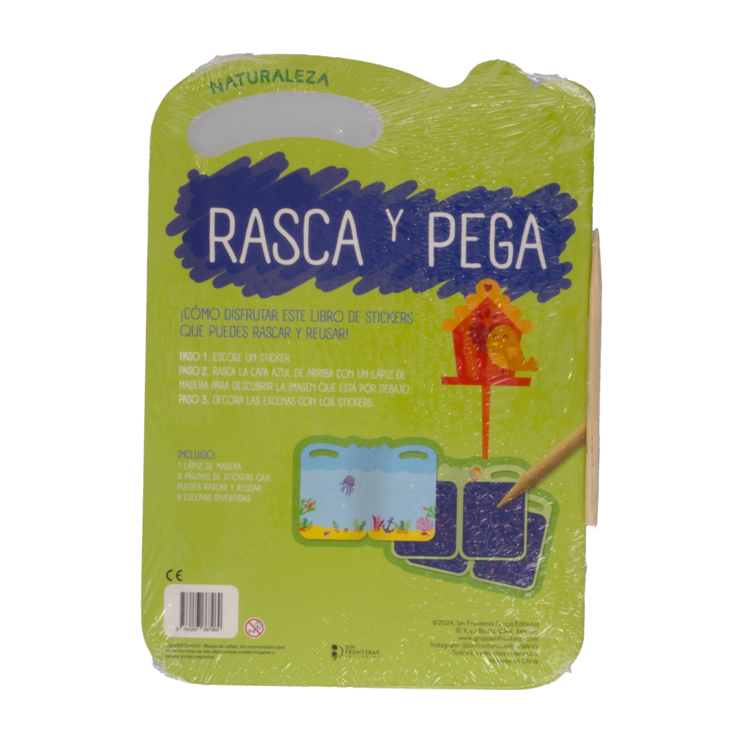 Libro Naturaleza Rasca Y Pega Colección Llévame Contigo SIN FRONTERAS 9 Páginas