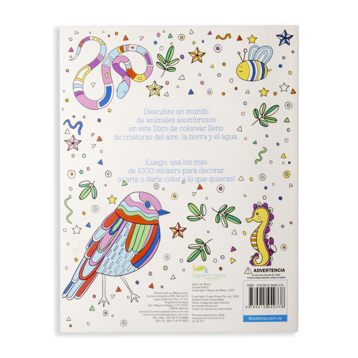 Libro Animales Asombrosos Libro Para Colorear AGUA DE MAYO 25 Páginas