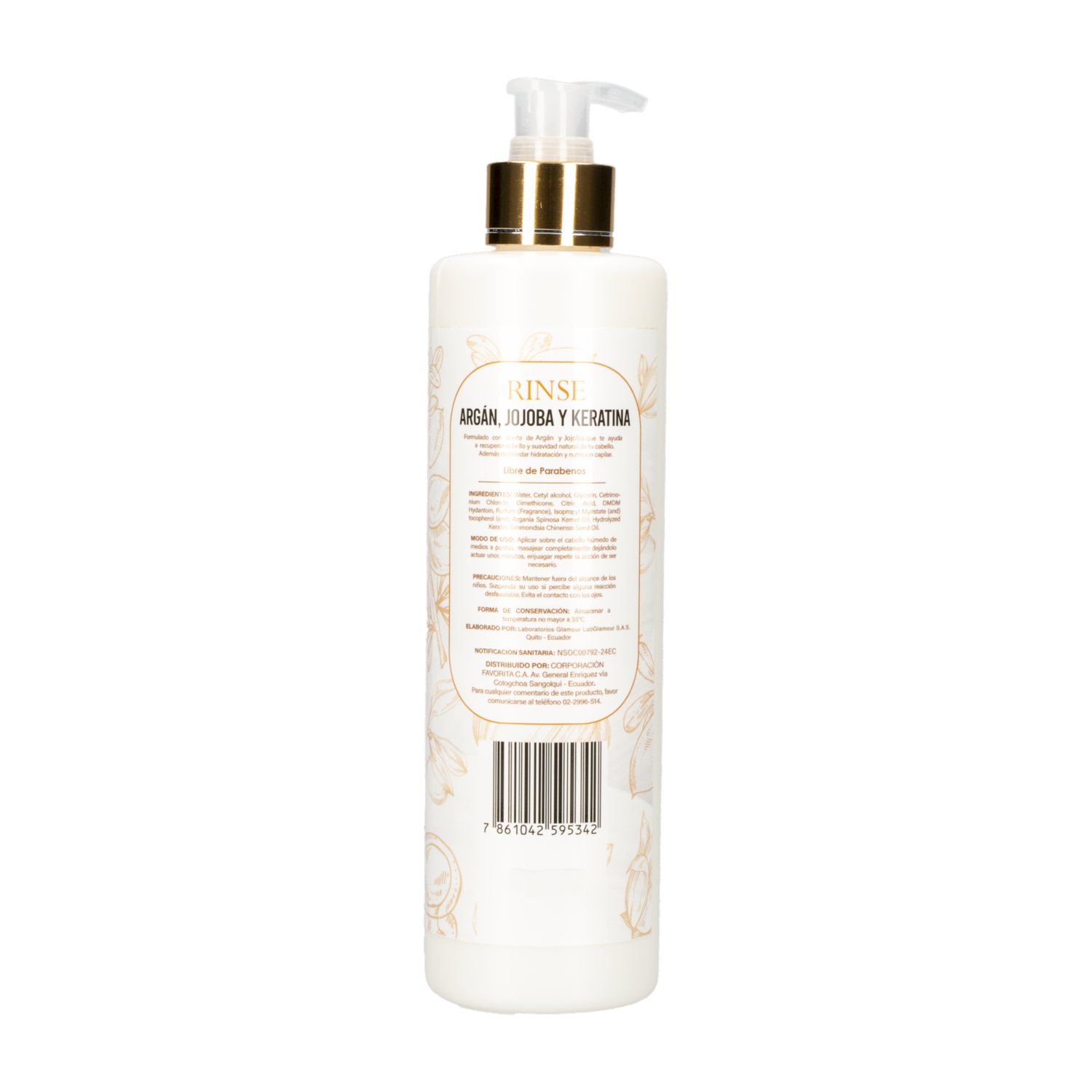 Rinse Para Cabello Ultra Hidratante Con Argán Jojoba y Keratina GAMA 400 Ml