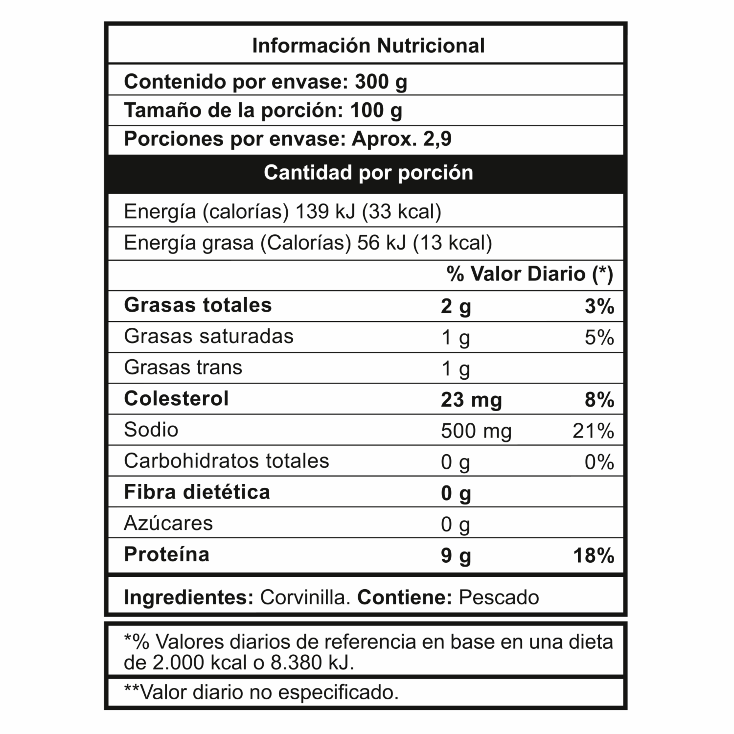 Pescado Corvinilla Filetes ALIMESA 300 G