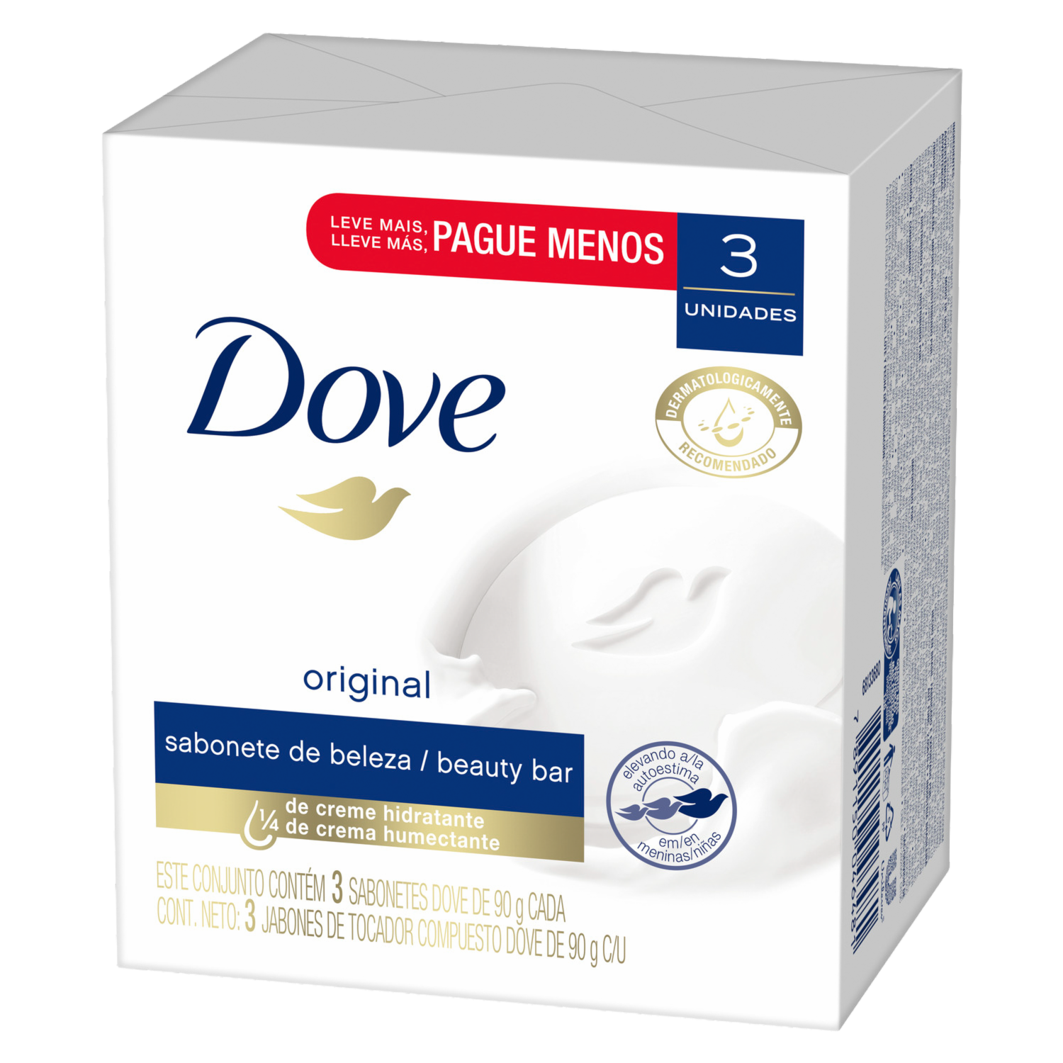 Jabón En Barra Blanco Fragancia Original DOVE 3 X 90 G