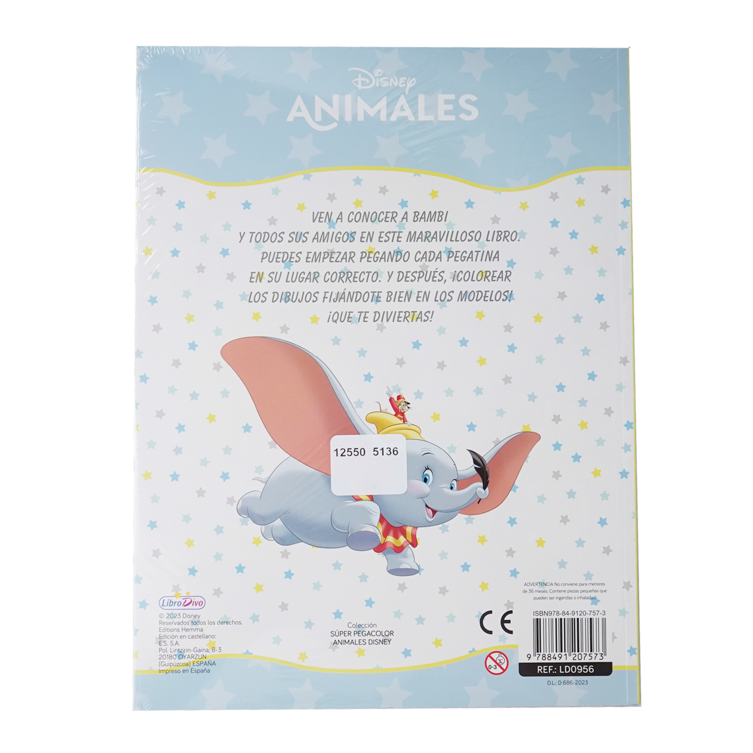 Libro Animales Disney Super Pegacolor DISNEY 40 Páginas