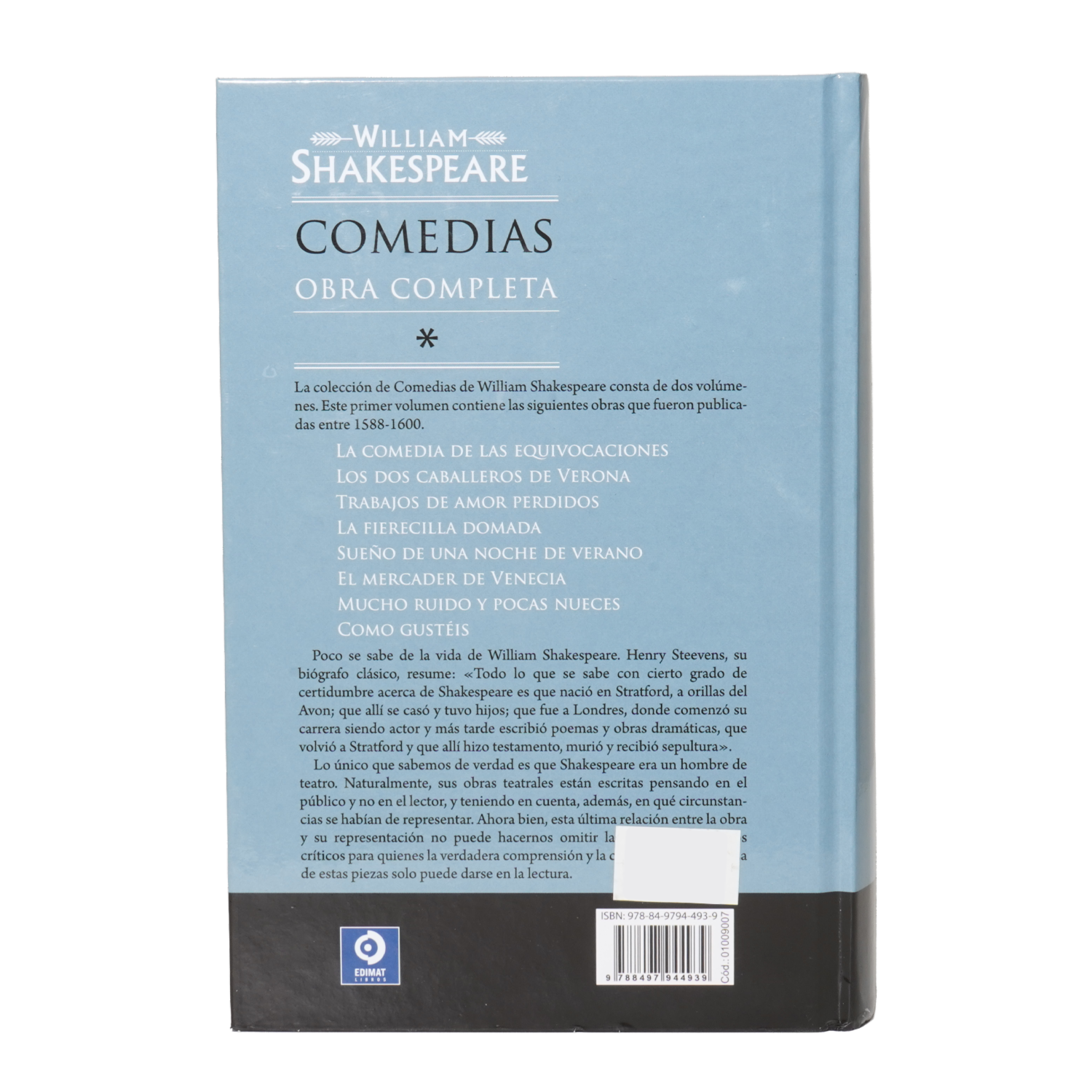 Libro Obra Completa Comedias Tomo I EDIMAT 624 Páginas
