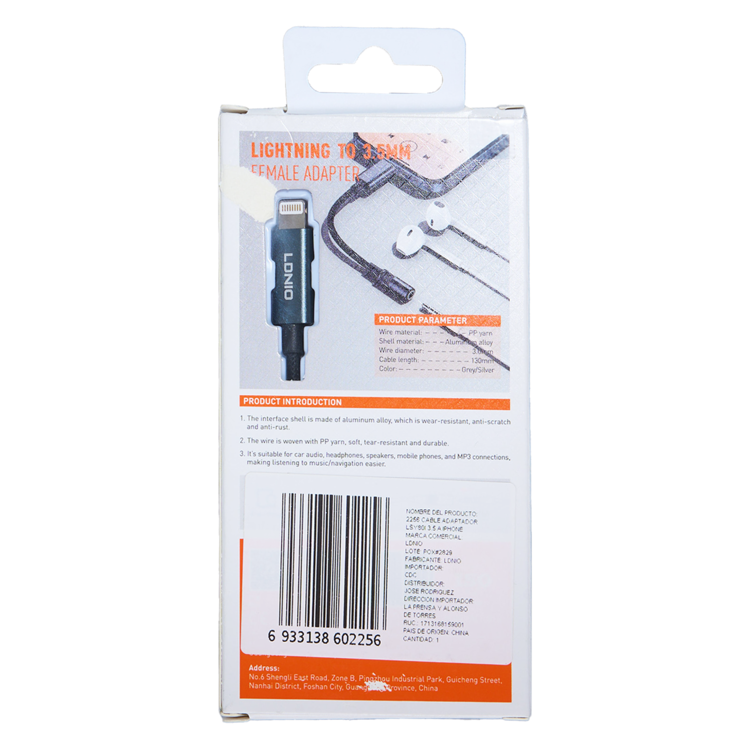Cable Adaptador LSY80I 3.5 A IPhone LDNIO 130 Mm