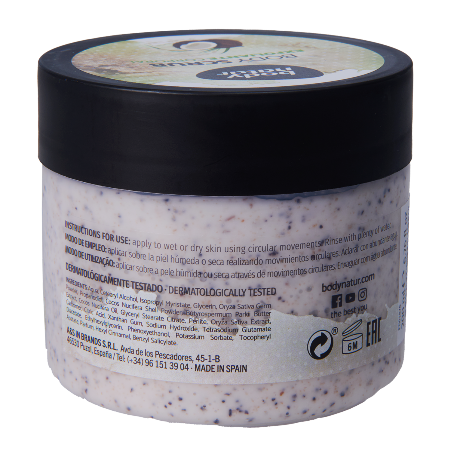 Exfoliante Corporal Arroz Y Aceite De Coco BODY NATUR 200 Ml