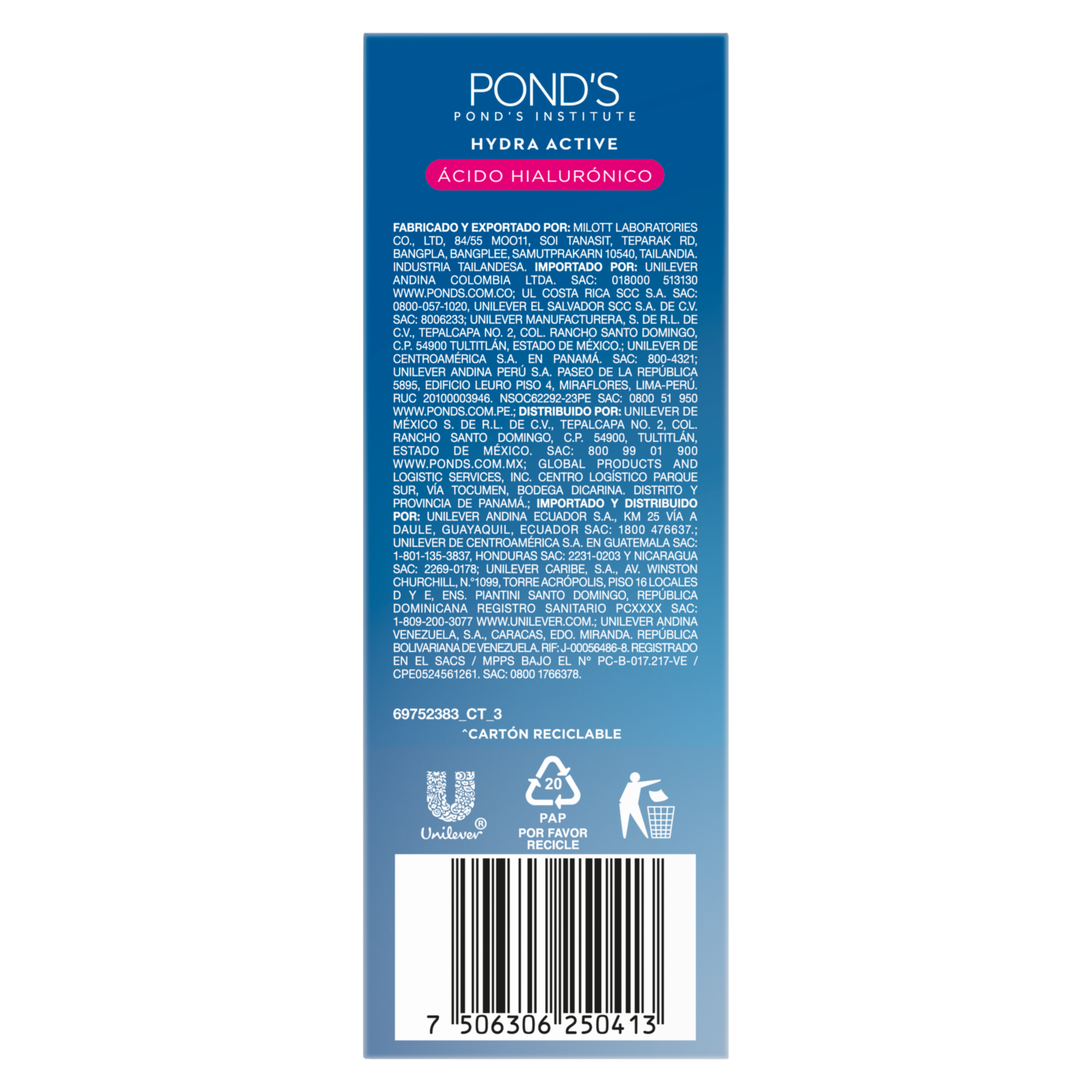 Sérum Facial Concentrado Hydra Active  Con Ácido Hyalurónico + Vitaminas E Y B3 POND’S 30 G