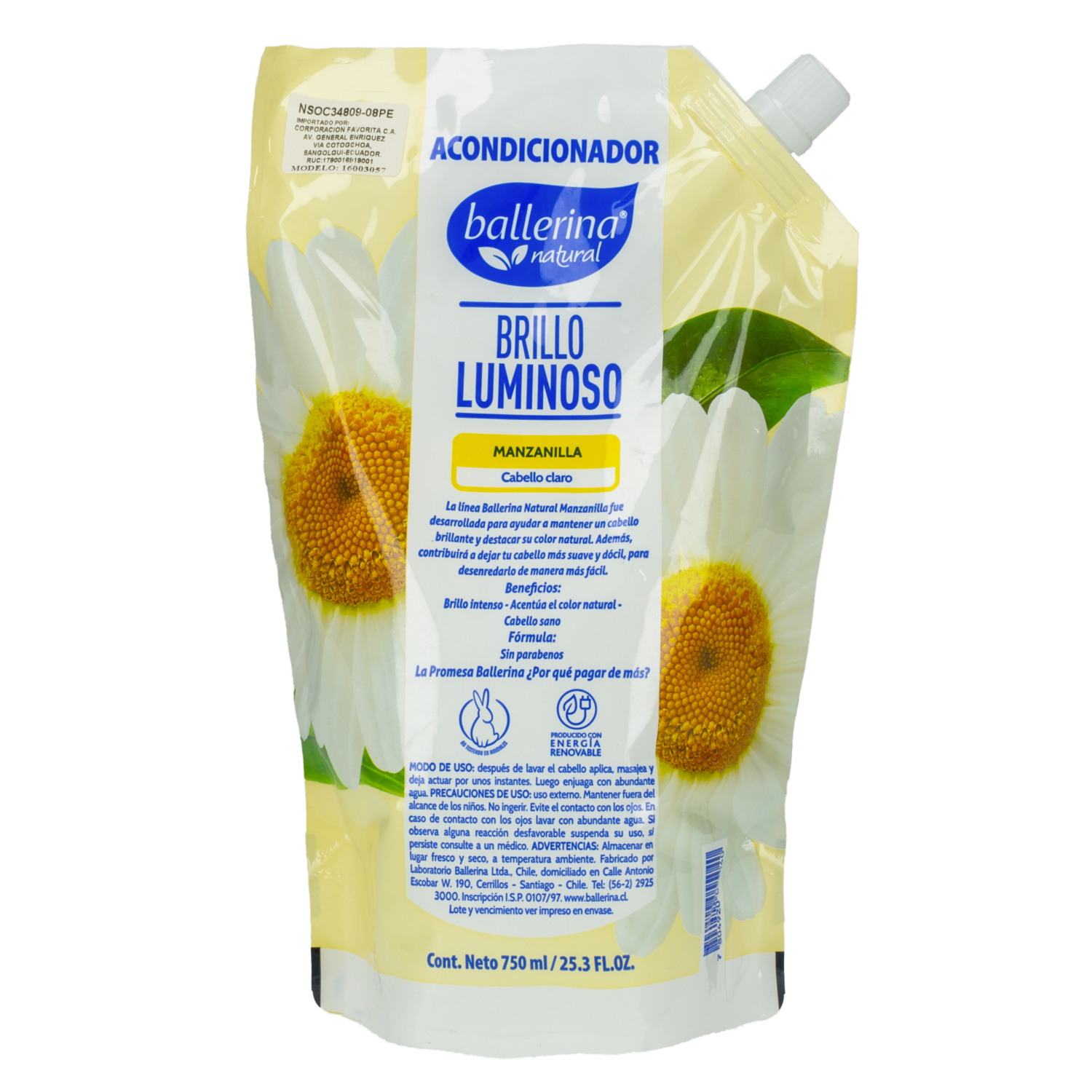 Acondicionador De Cabello Manzanilla BALLERINA Doypack