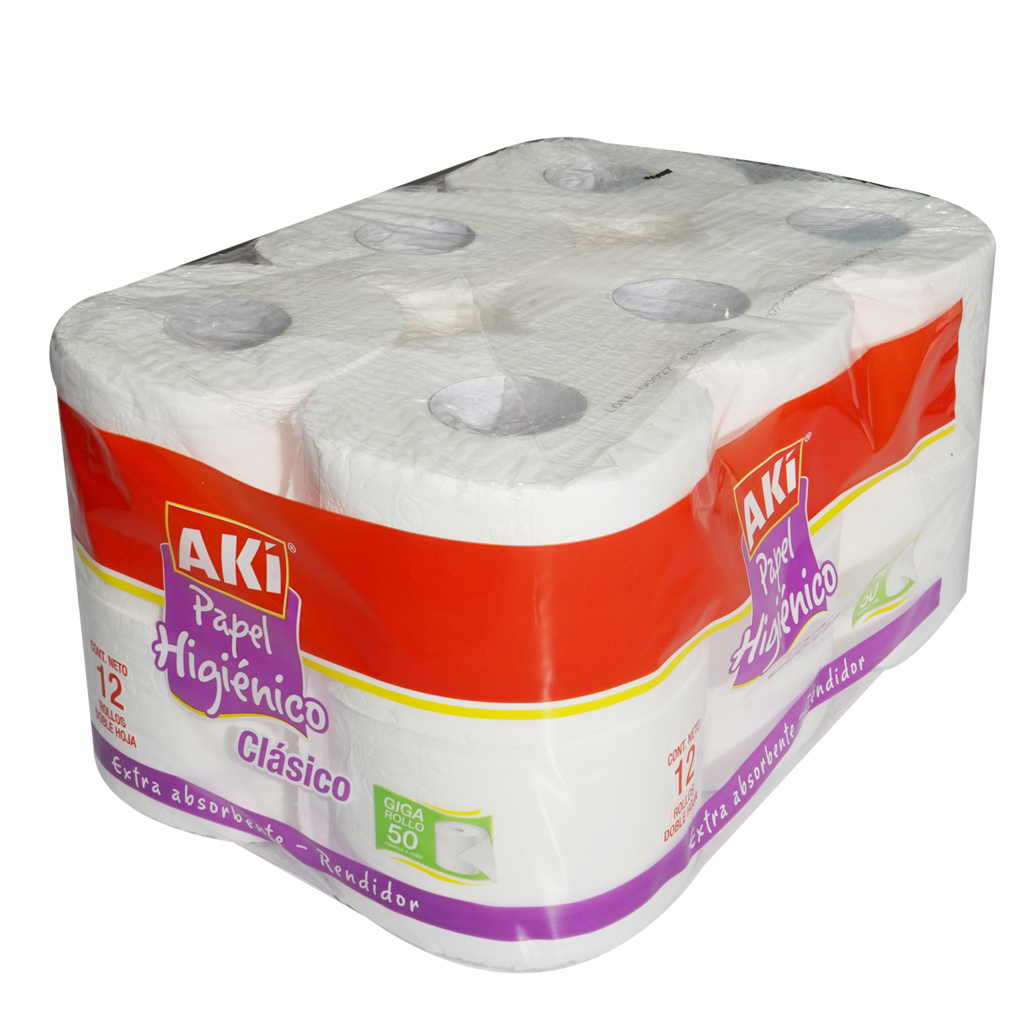 Papel Higiénico Clásico 3 En 1 AKÍ 12 Rollos