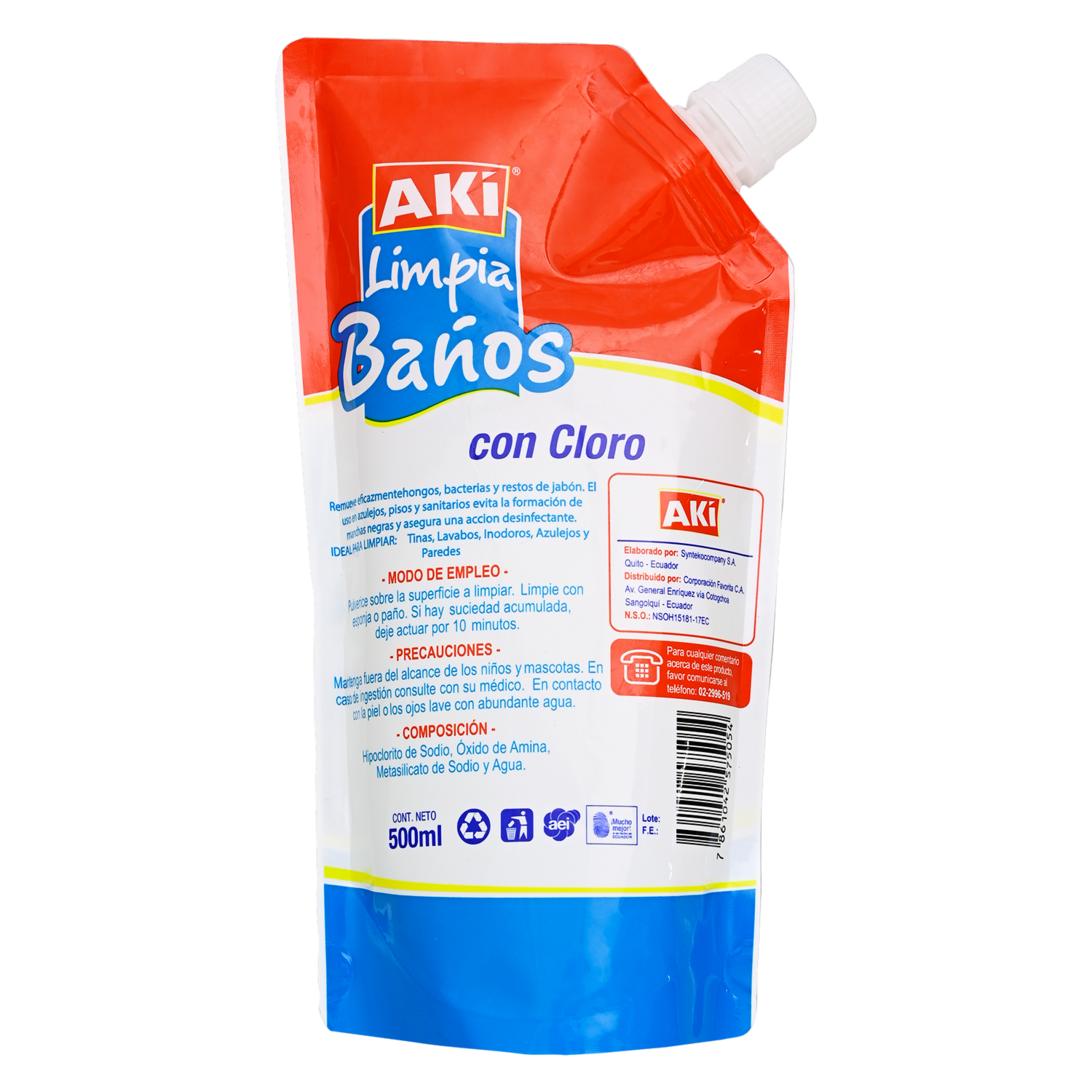 Limpia Baños Con Cloro Doy Pack AKÍ 500 Ml