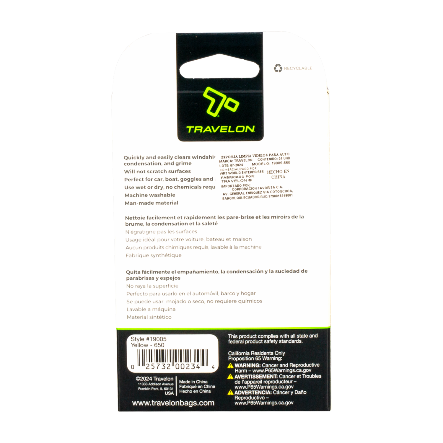 Esponja Automotriz Para Limpieza TRAVELON Unidad