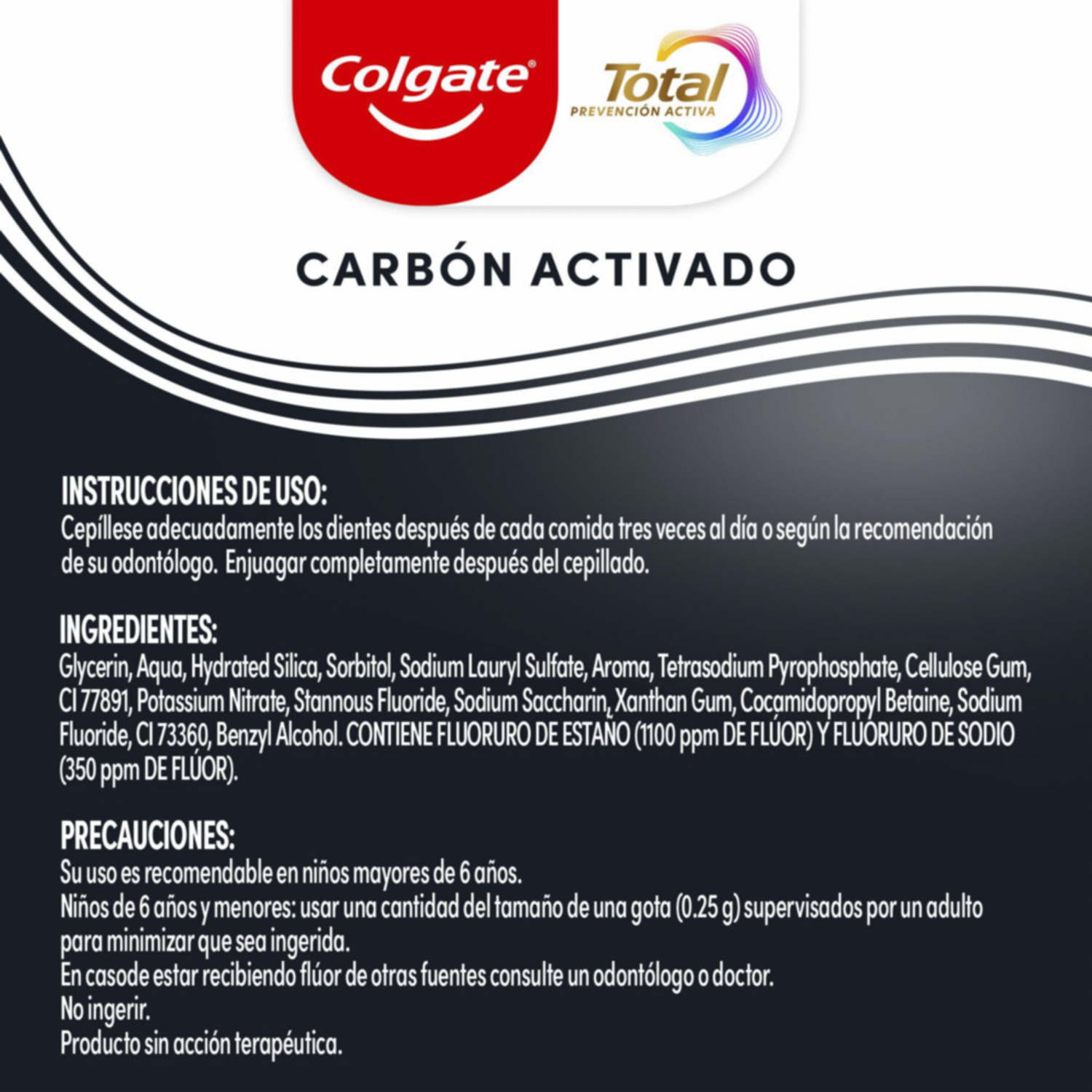 Pasta Dental Total Carbón Prevención Activa COLGATE 75 Ml
