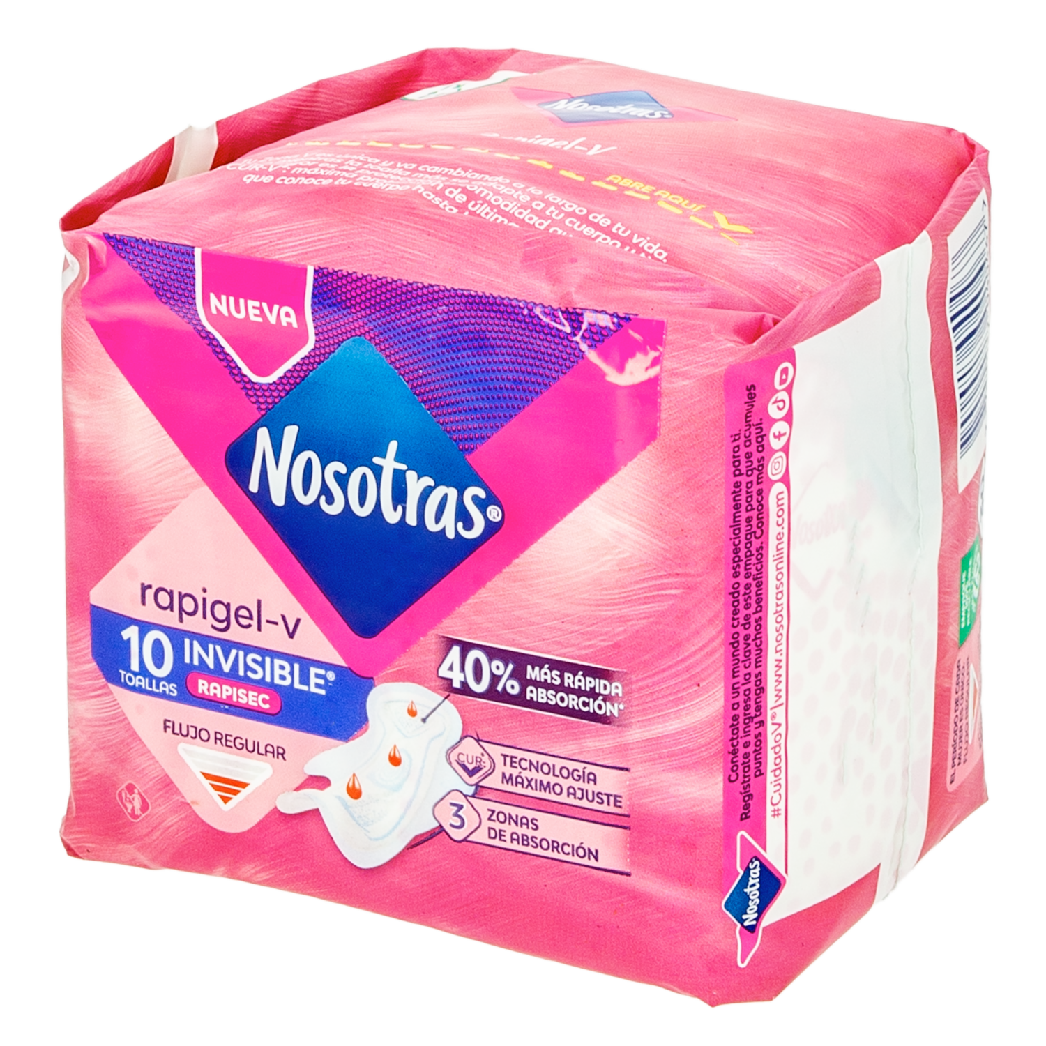 Tollas Sanitarias Invisible Rapigel Aloe NOSOTRAS X 10 Uds