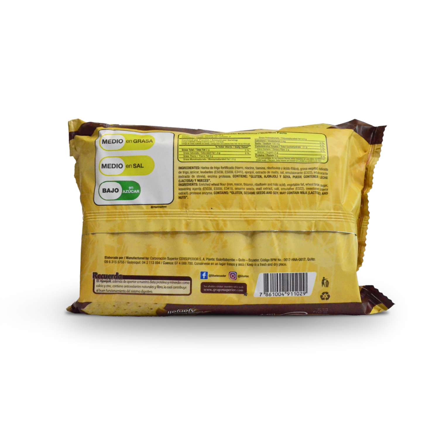 Galletas Integrales Con Ajonjolí SILUET 252 G