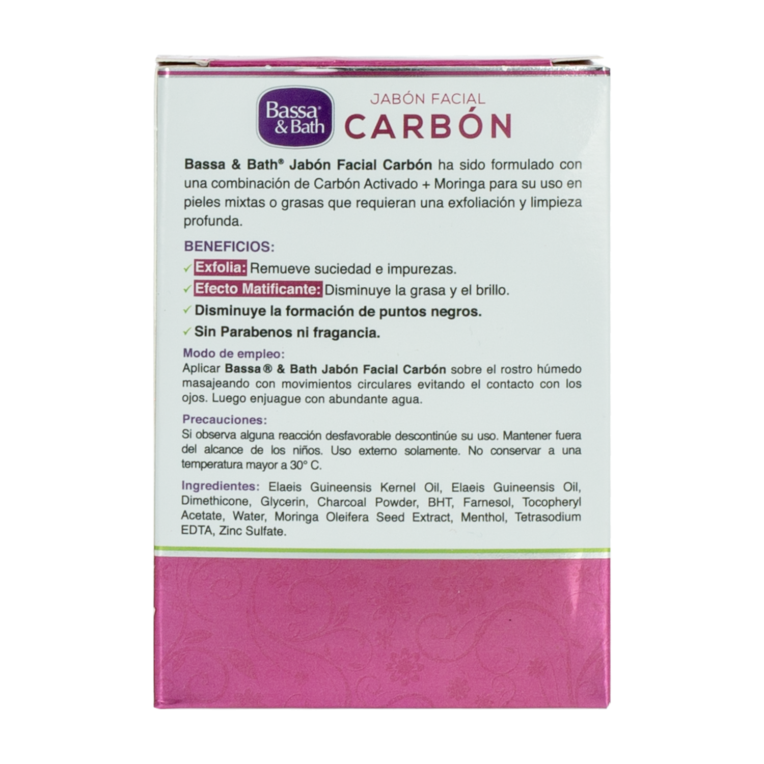 Jabón Facial Con Carbón Activado BASSA 90 G