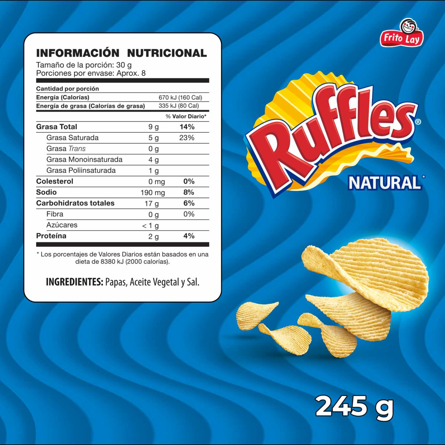 Papas Fritas Naturales RUFFLES 245  G