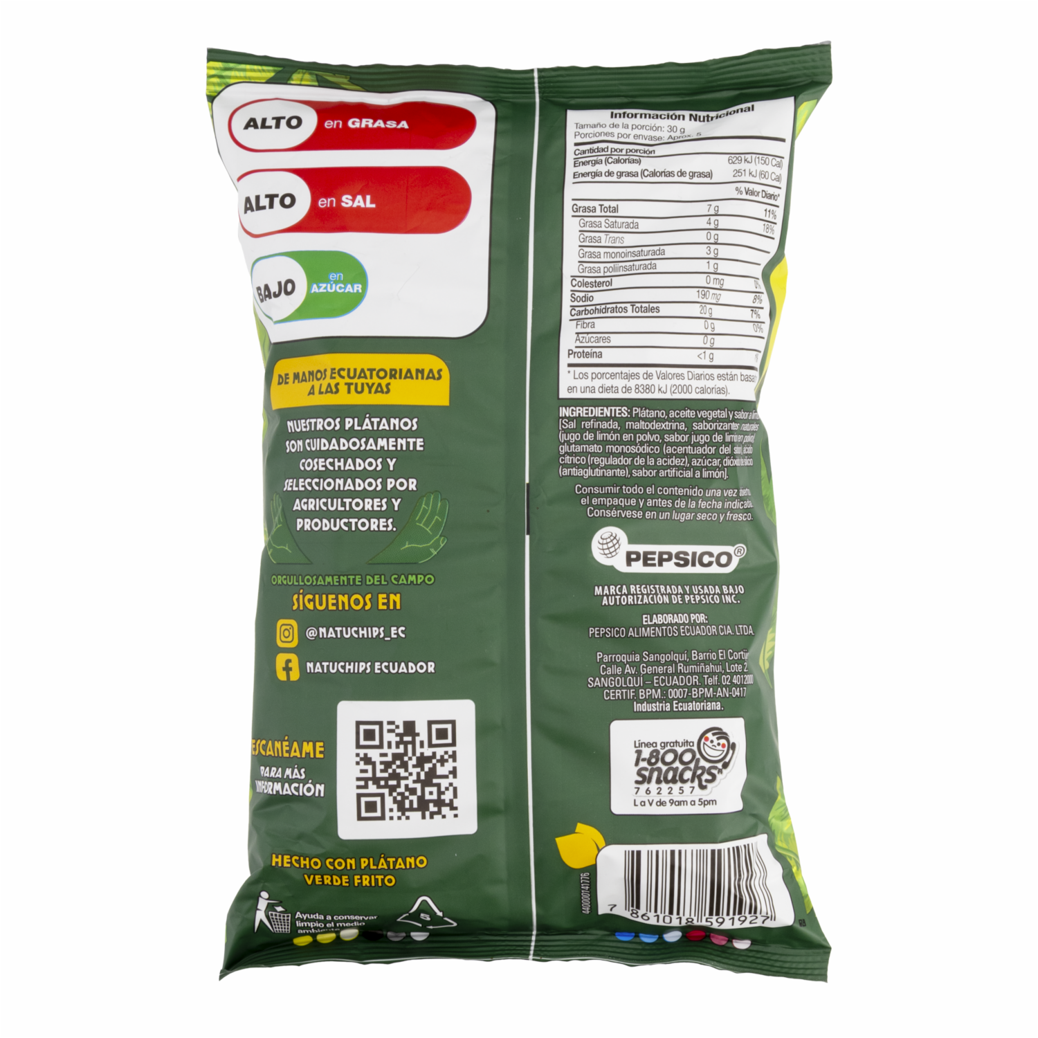 Plátano Frito Ondulado Sabor Limón NATUCHIPS 140 G