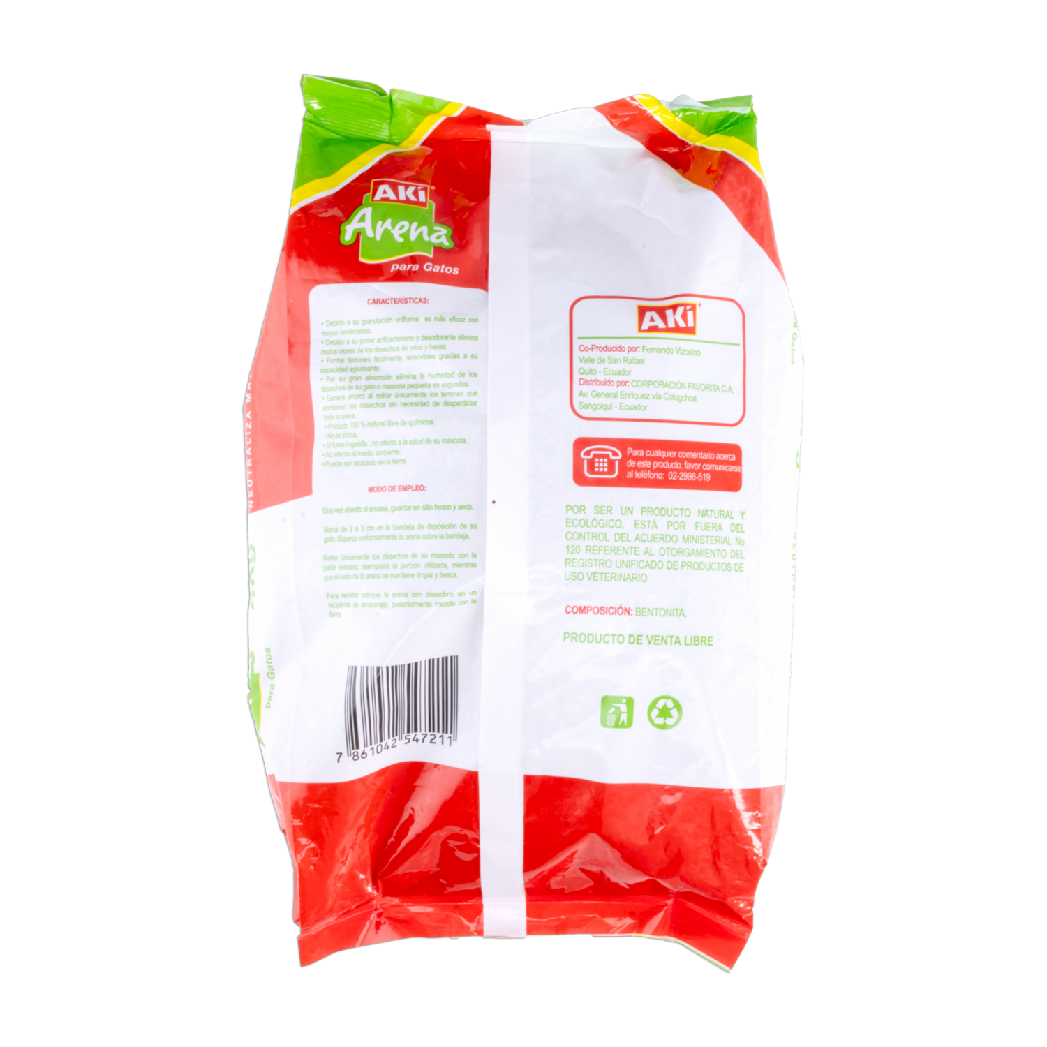 Arena Para Gatos Sanitaria AKÍ 4 Kg