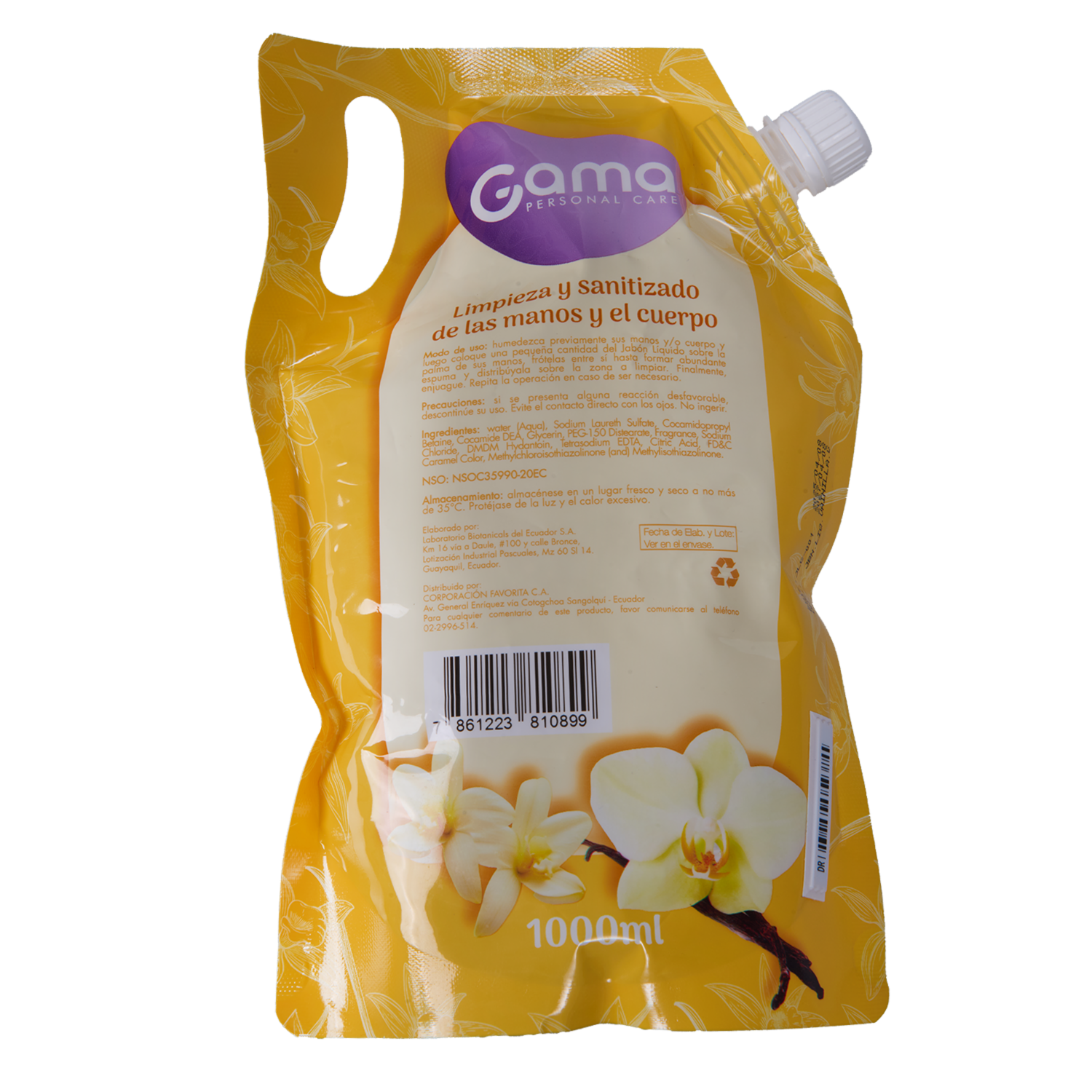 Jabón Líquido Para Manos Y Cuerpo Fragancia Vainilla GAMA 1000 Ml