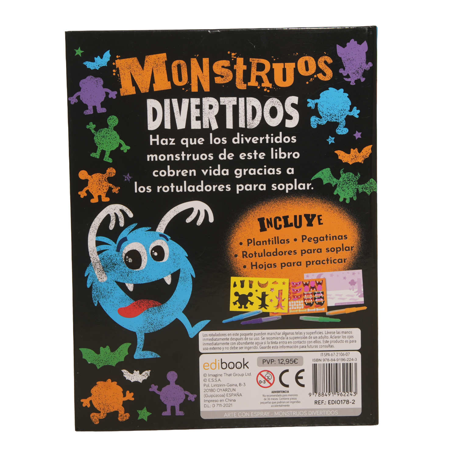 Libro Set Arte Con Espray Monstruos Divertidos EDIBOOK 48 Páginas