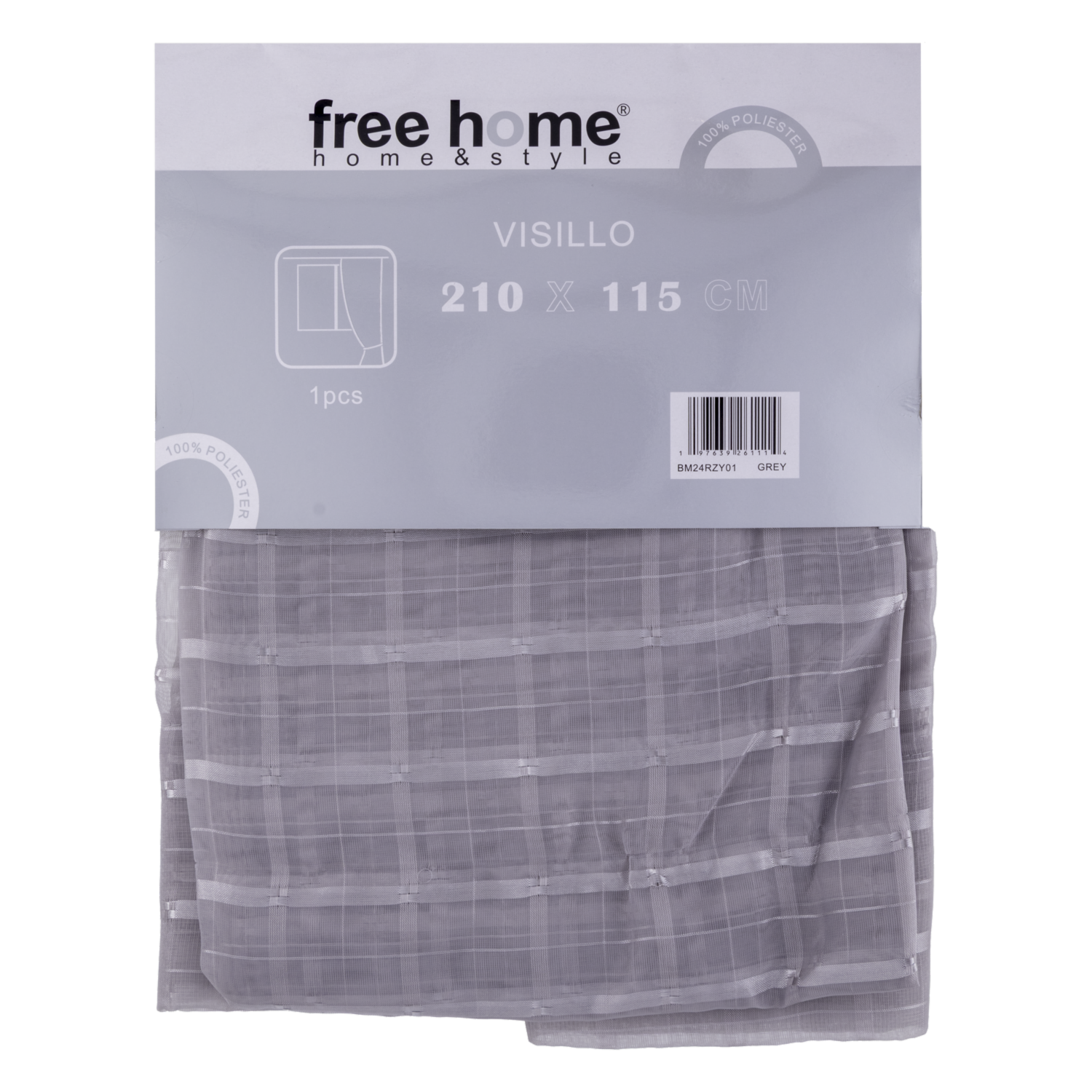 Cortina Visillo Gris FREE HOME 210X115 Cm