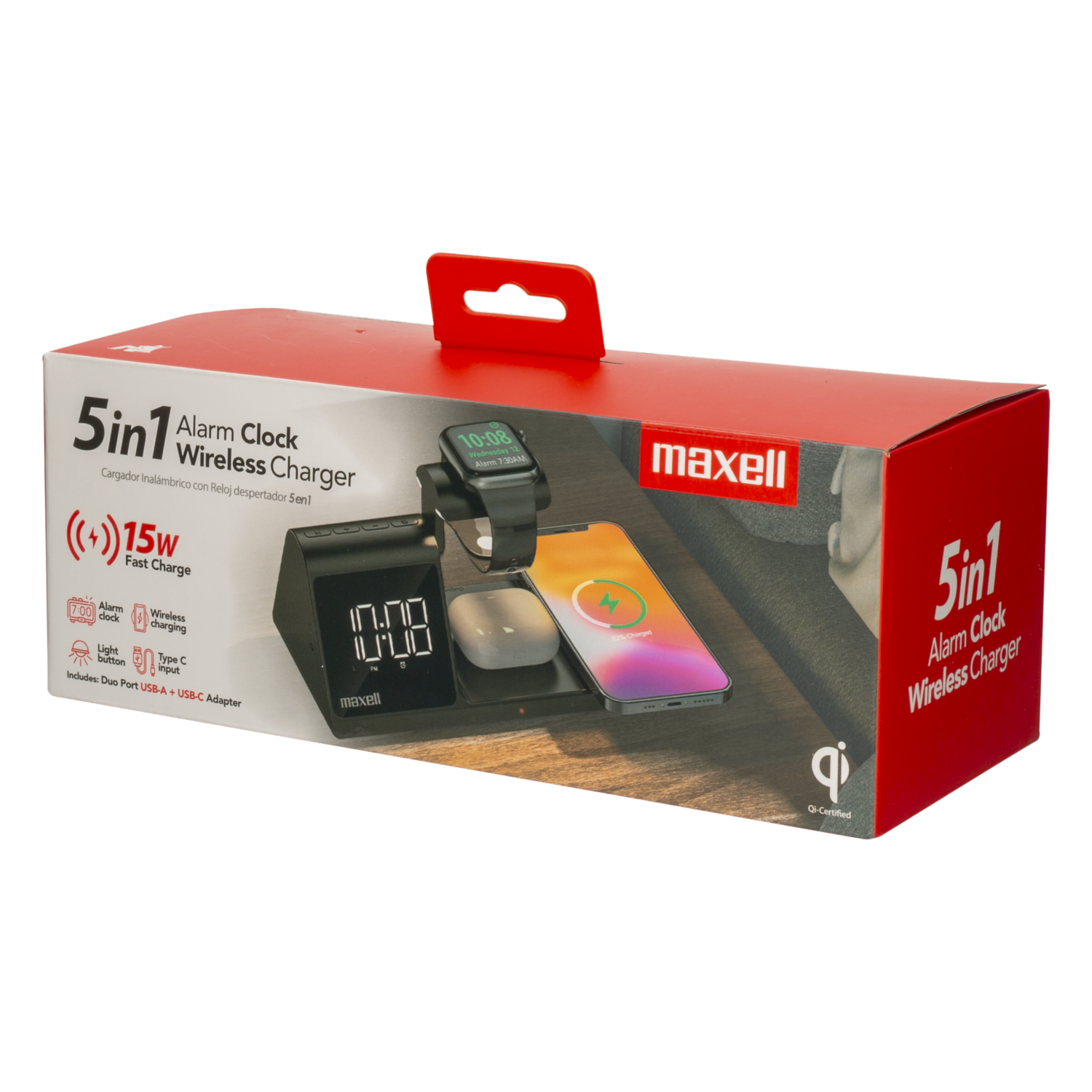 Cargador Con Reloj Despertador MAXELL Inalámbrico