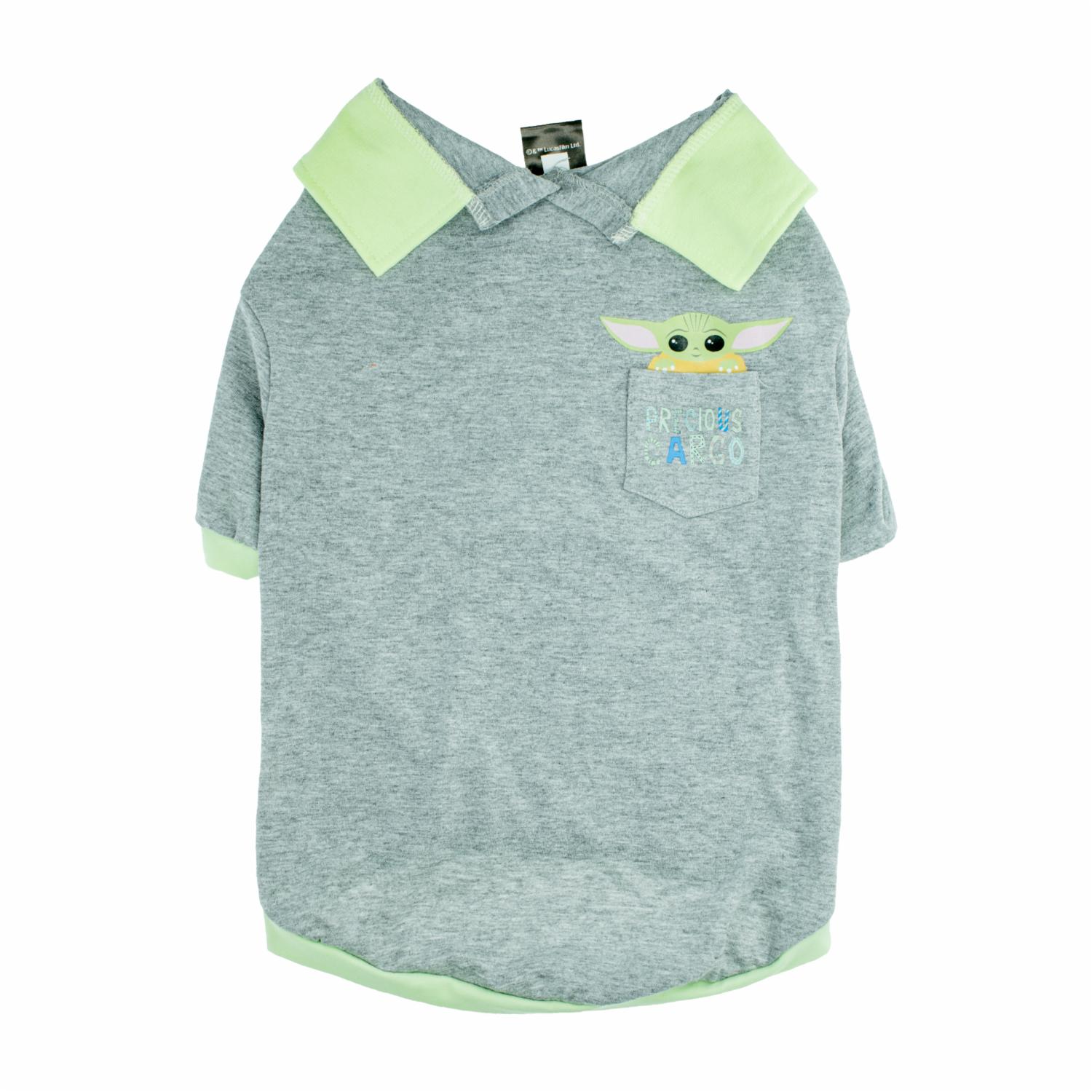Camiseta Para Mascota Tipo Polo Diseño Star Wars Baby Yoda Gris DISNEY Talla Mediano
