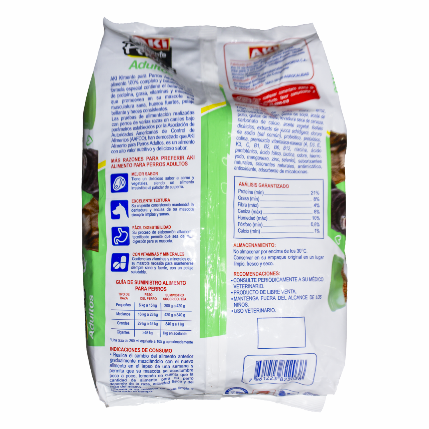 Alimento Para Perros Adulto Sabor Carne Y Vegetales AKÍ 2 Kg
