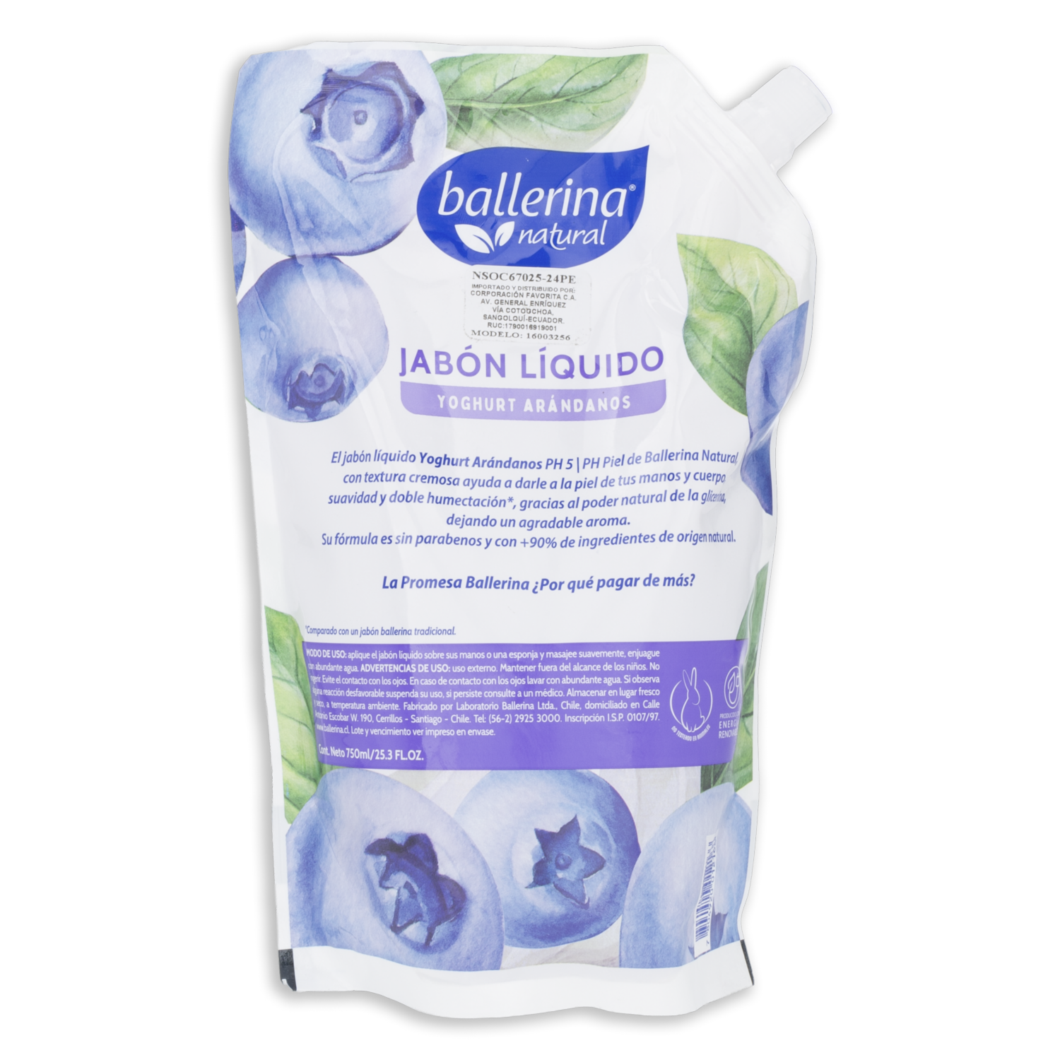 Jabón Líquido De Yogurt Con Arándanos Doy Pack BALLERINA 900 Ml