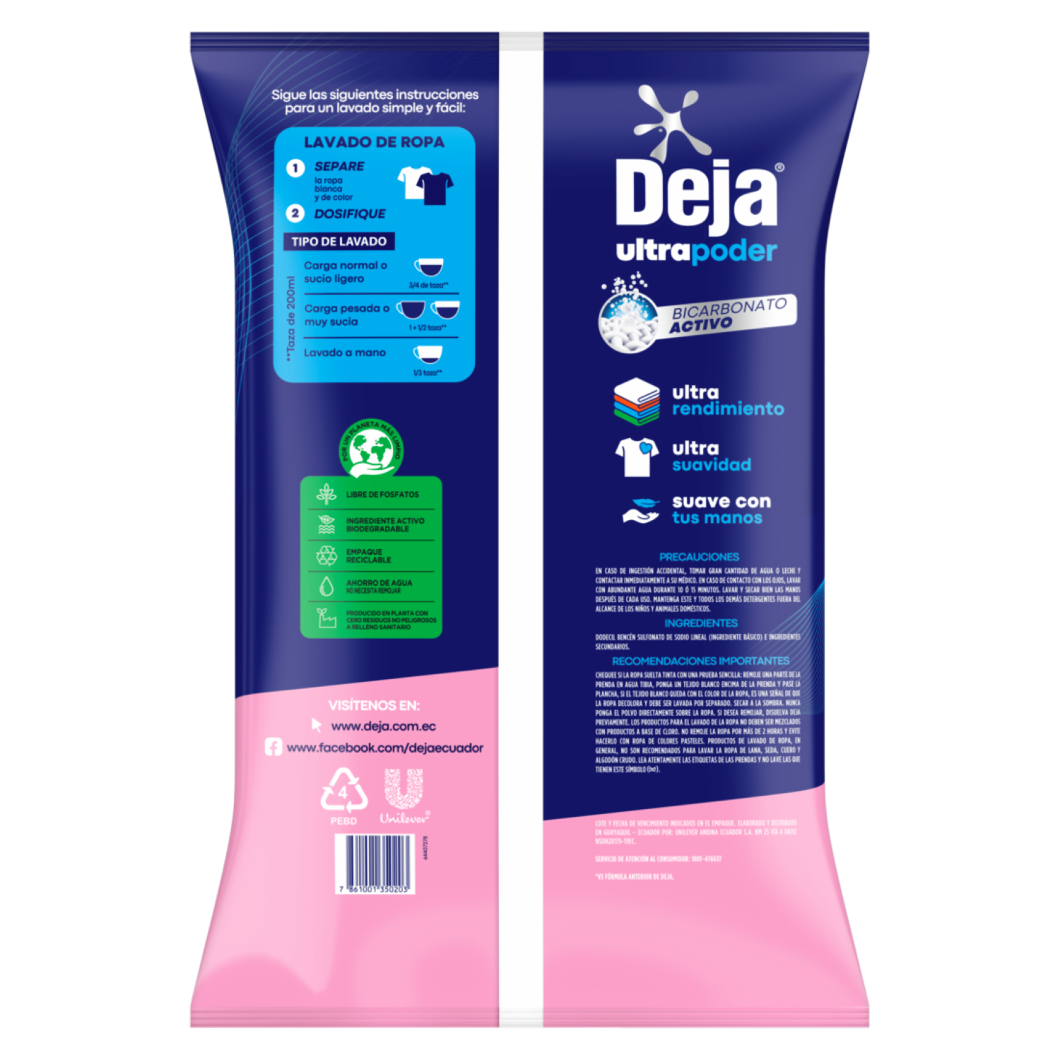Detergente En Polvo Brisa Primavera Con Suavizante + Bicarbonato DEJA 5 Kg