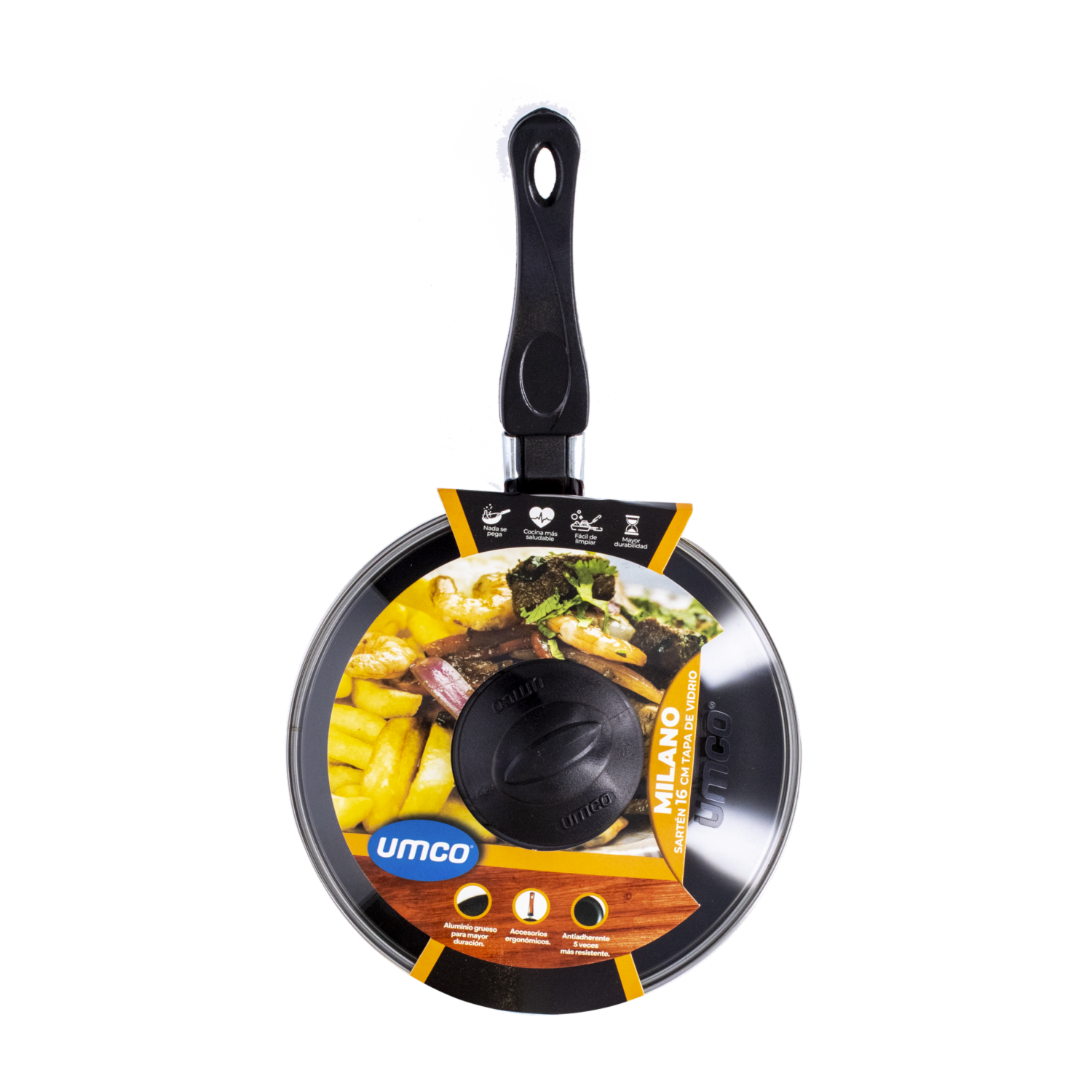 Sartén Milano Con Tapa De Vidrio UMCO 16 CM